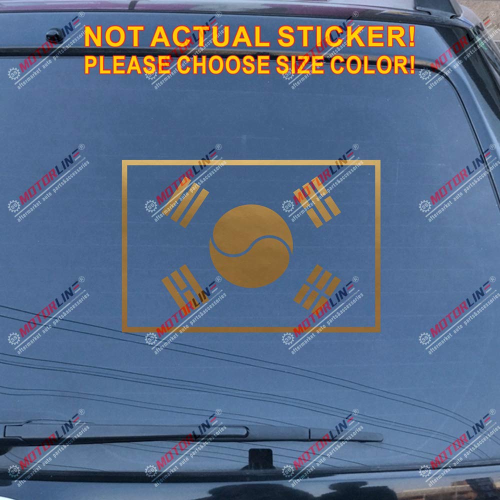 Korean Flag Vinyl Sticker - Gold 8x5.3