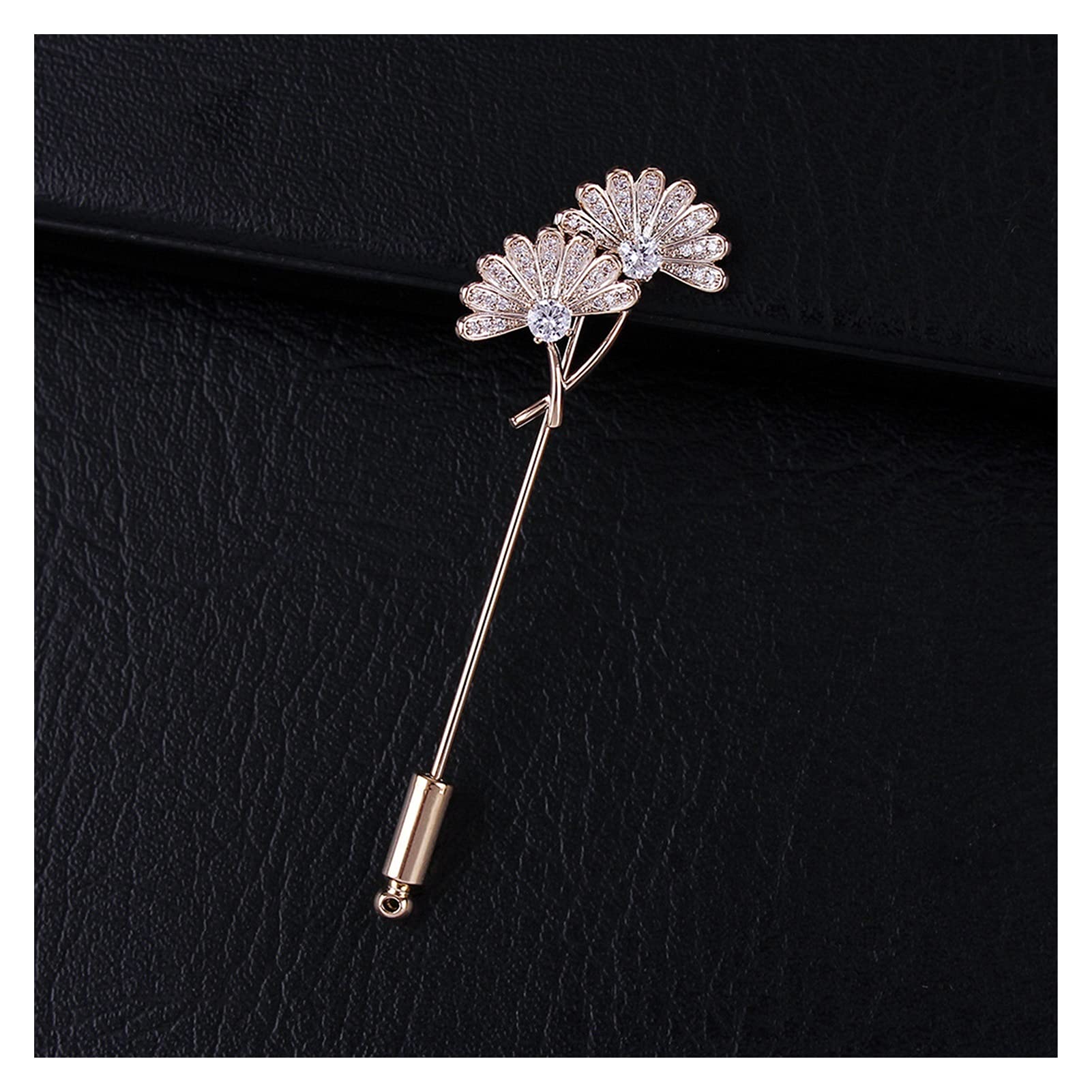 JIEERCUN Fashion Ginkgo Leaf Crystal Brooch for Men & Women - Elegant Clothing Accessory & Jewelry Decoration (Gold) | Perfect for Weddings, Parties & Office Wear