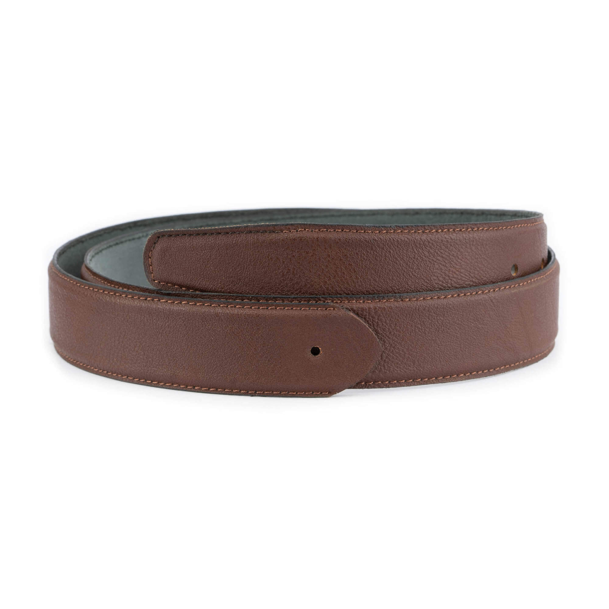 Genuine Leather Men's Middle Brown Belt Strap with Holes - Replacement for Cartier Buckle | Classic Dress Belt for Business, Casual & Formal Occasions