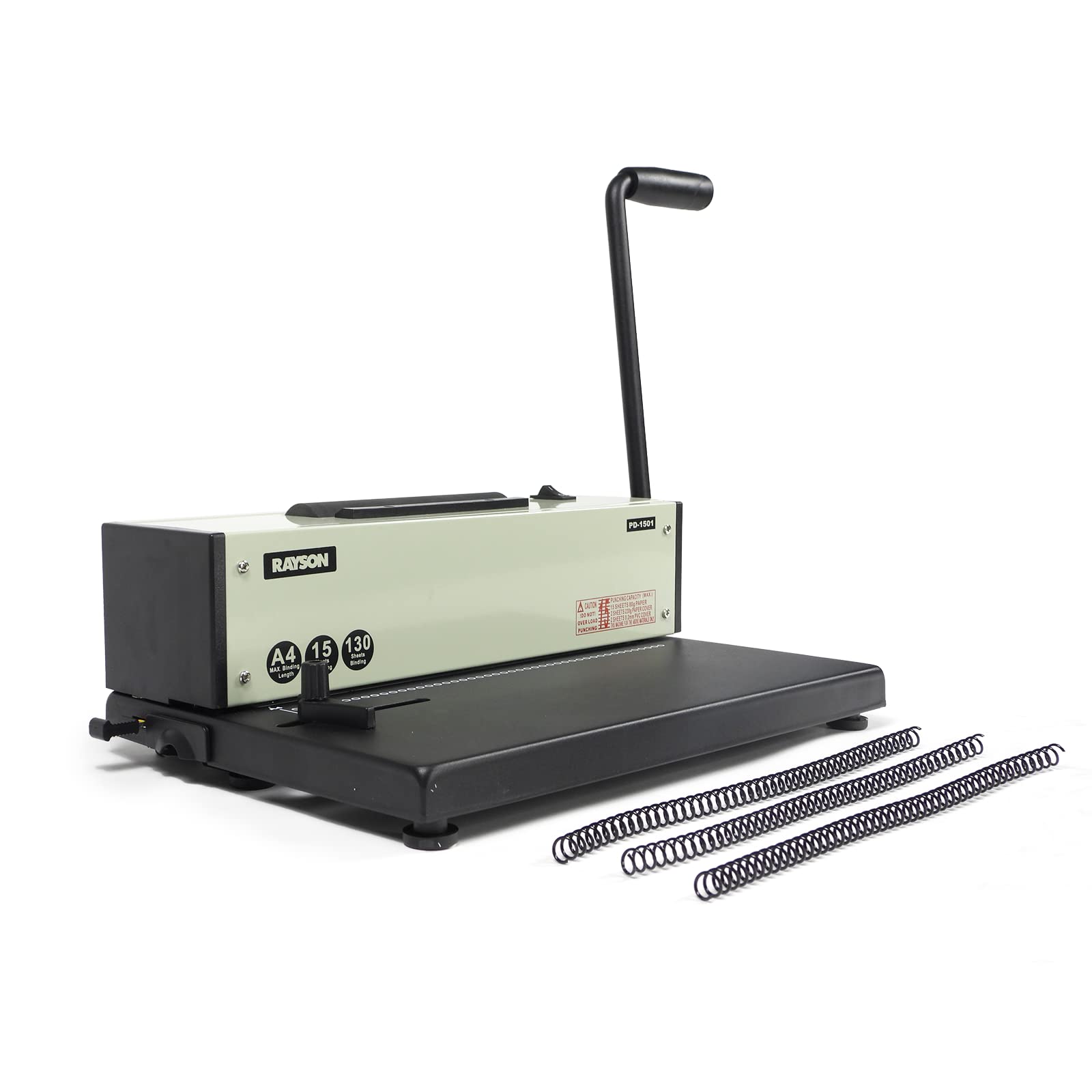 Rayson PD-1501 Electric Coil Binding Machine with Automatic Coil Inserter - Professional 4:1 Pitch Spiral Binder for Presentations, Documents & Reports (46 Round Holes) - Perfect for Office, School & Bookbinding Projects