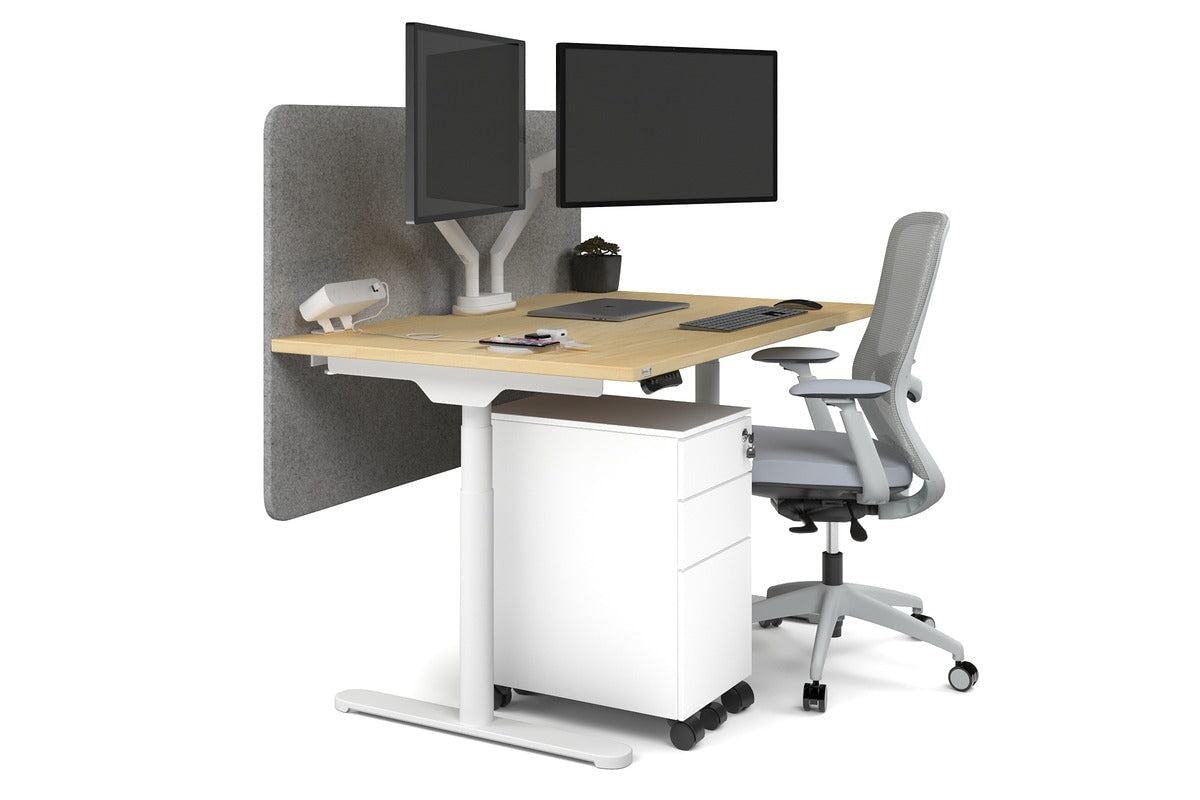 Flexi Premium Height Adjustable Single Workstation Desk - 1400L x 800W with Cable Management - Ergonomic Standing Desk for Home Office & Workspace