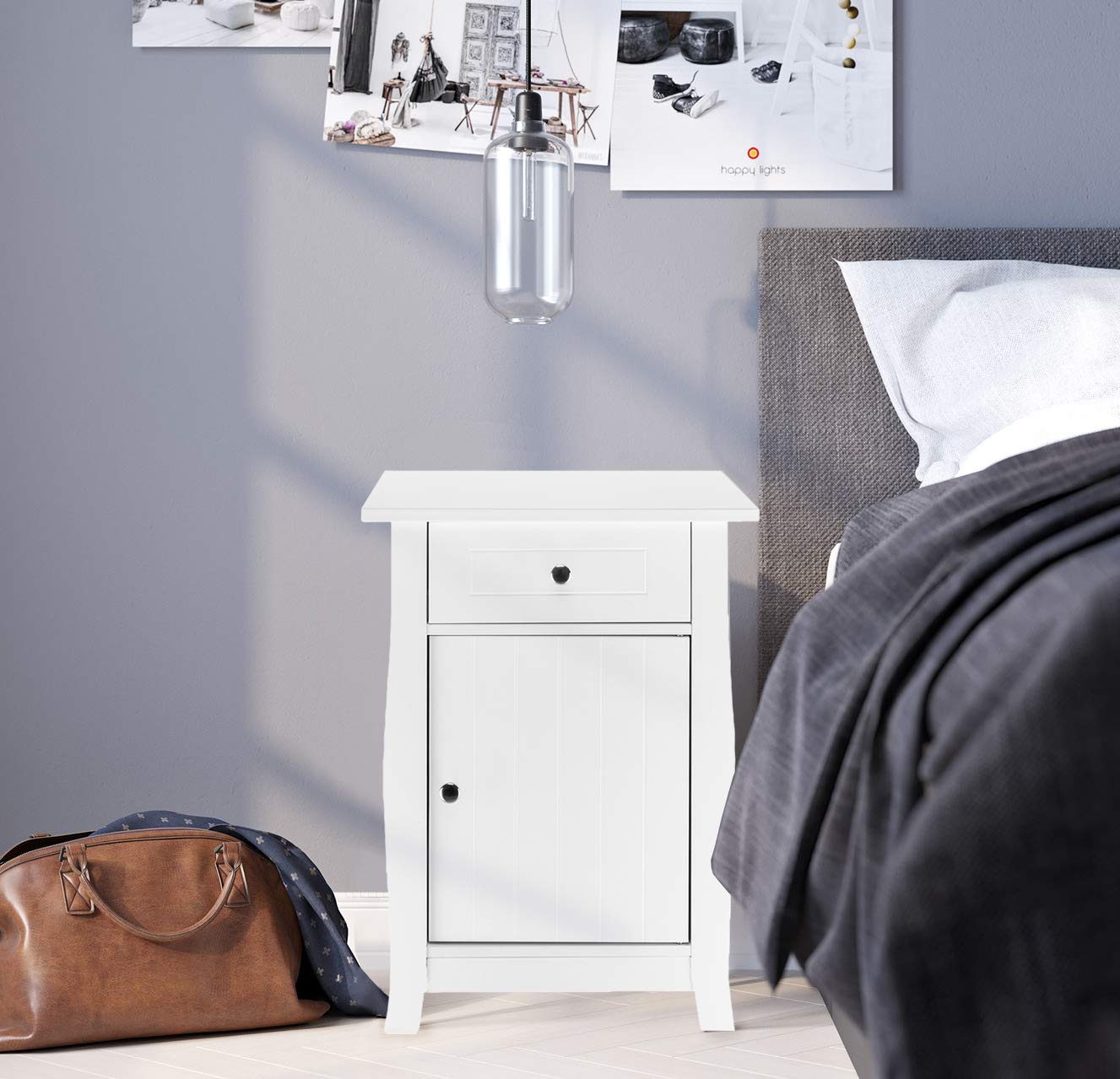 Bonnlo White Nightstand Set of 2 with Drawers & Storage - Perfect for Bedroom & Small Spaces