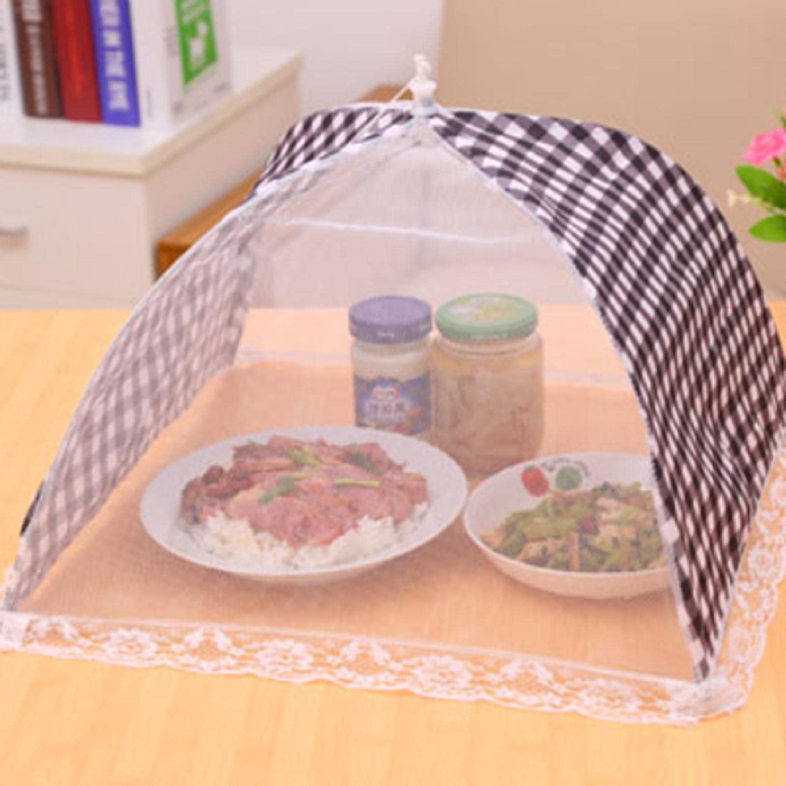 Collapsible Pop-Up Mesh Food Cover - Fly & Insect Protector for Cakes, Fruits & Food Storage - Breathable Black Kitchen Net (1 Pack) - Perfect for Outdoor Picnics, BBQs & Indoor Food Protection
