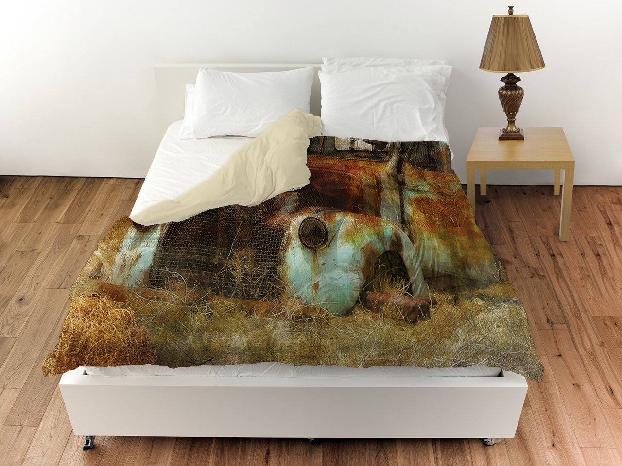 Manual Woodworkers & Weavers 100% Cotton Duvet Cover Set - Queen/Full Size - 'Abandoned' Farmhouse Style - Perfect for Bedroom Decor & Cozy Farmhouse Aesthetic