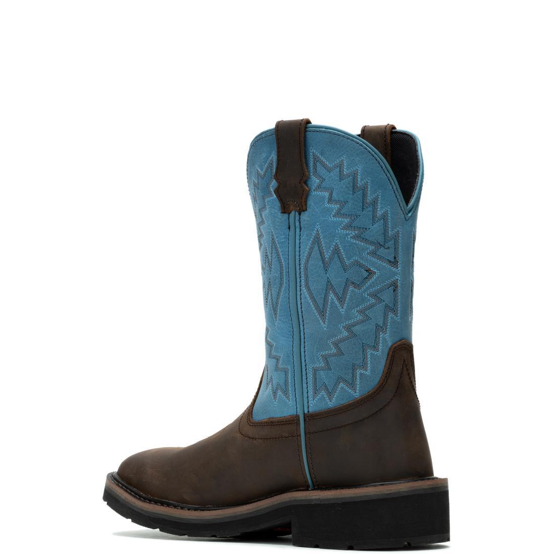 Rancher Arrow Women's Steel Toe Pull-On Wellington Work Boots - Waterproof Slip Resistant Safety Shoes for Construction, Gardening & Outdoor Work (Blue)