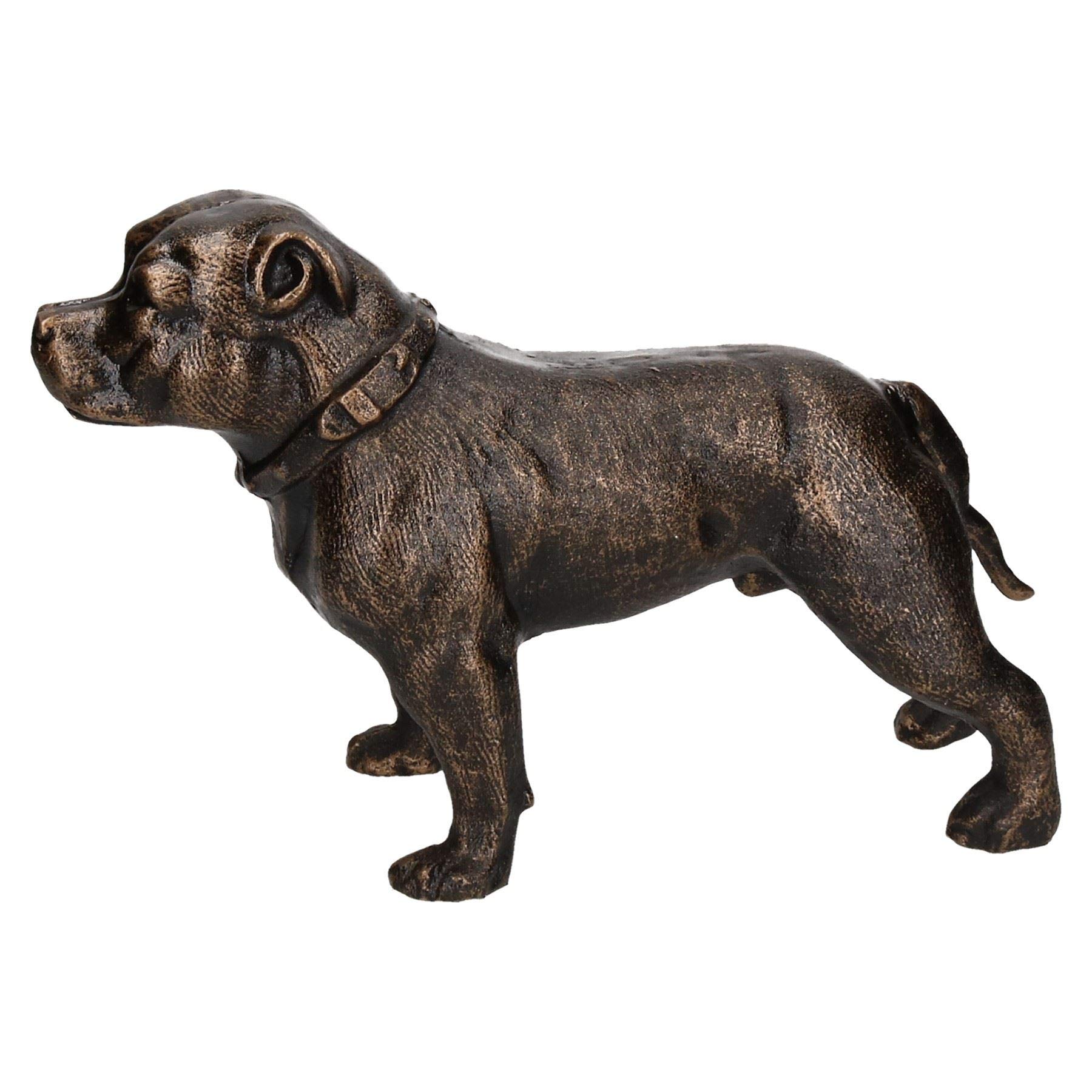 AB Tools Pit Bull Terrier Dog Cast Iron Statue - Heavy Duty Sculpture Trophy for Home Decor, Office Display, or Gift for Dog Lovers - Durable Staffy Ornament for Shelves, Desks, and Collections