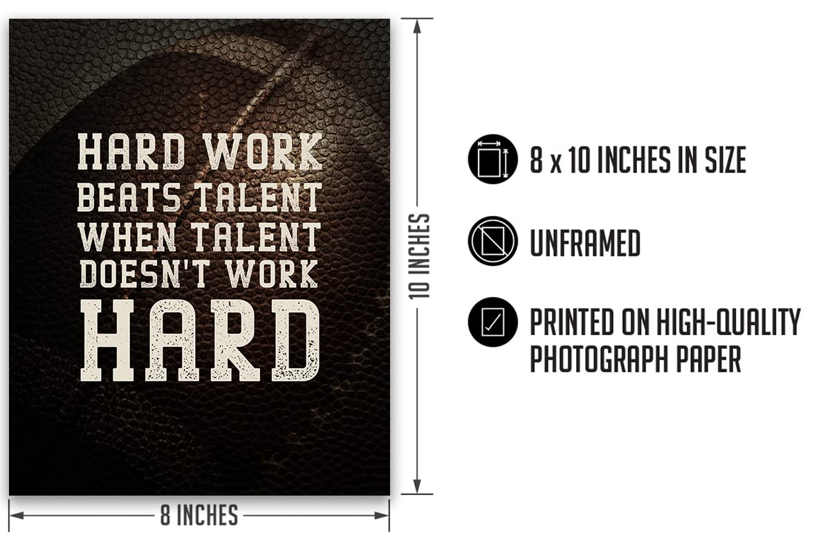 Inspirational Football Wall Art for Teen Boys - 8x10 Unframed Print - Perfect for Kids Room, Man Cave, Game Room or Sports Fan Gift - Great for Bedroom Decor, Birthday Presents & Football Player Motivation