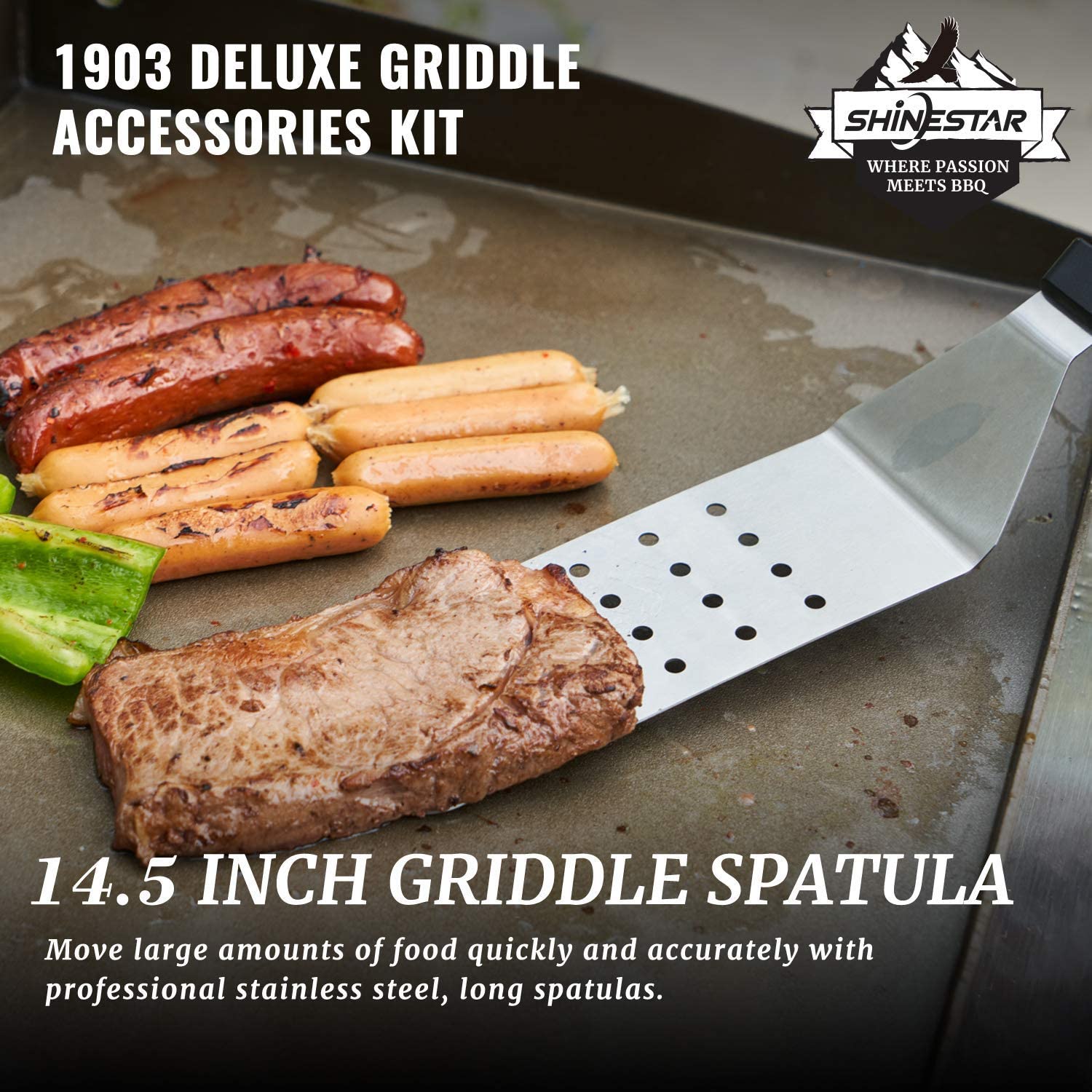 SHINESTAR Professional Griddle Accessories Kit for Blackstone Flat Top Grill - 12-Inch Melting Dome & 9-Piece Complete Set | Perfect for Outdoor Cooking, Camping, and Backyard BBQs