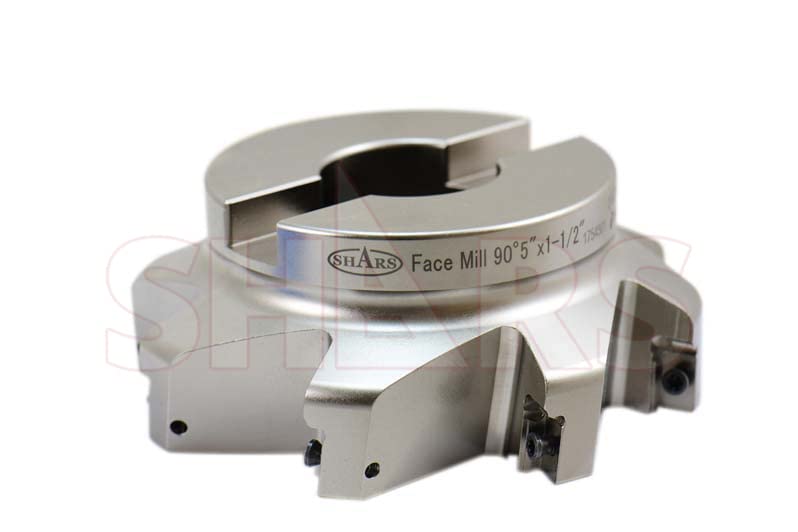 Shars 5 Inch 90 Degree Indexable Face Mill with APKT1604 Carbide Insert (404-1871W M) - Perfect for Milling Steel, Cast Iron & Aluminum in CNC Machining & Metalworking
