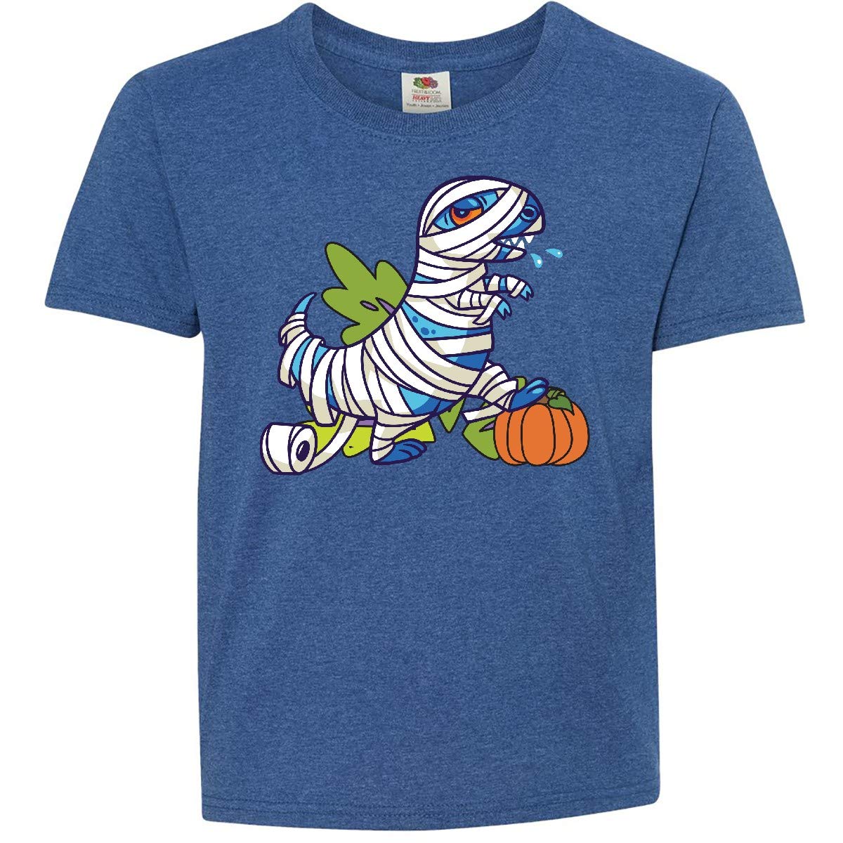 Inktastic Halloween Dinosaur Mummy Youth T-Shirt - Cute Dino Costume Top for Kids - Perfect for Trick or Treating, Costume Parties & Halloween Festivities