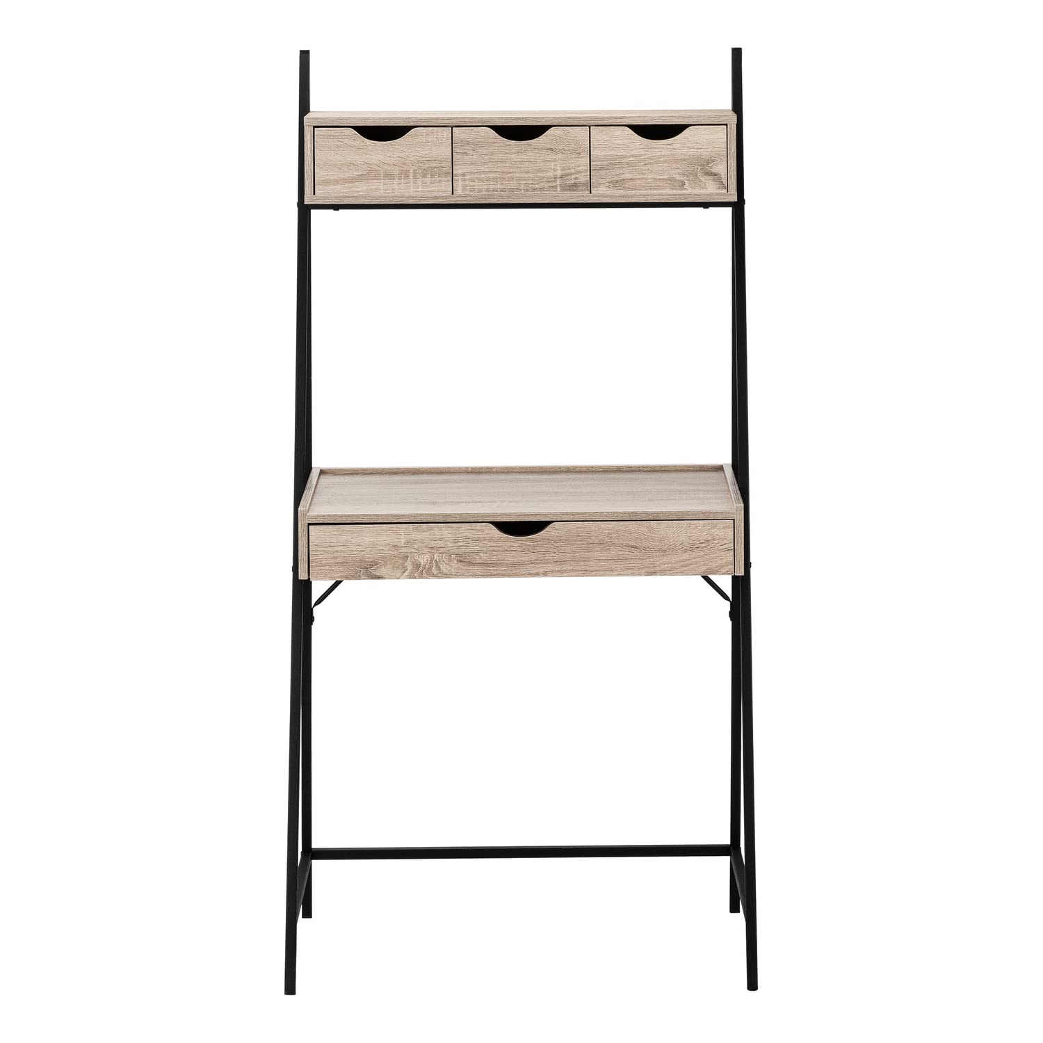 Monarch Specialties I 7332 32-Inch Modern Computer Desk with Storage Drawers - Home Office & Laptop Workstation - Brown & Black Laminate Metal Design - Perfect for Small Spaces & Contemporary Workspaces