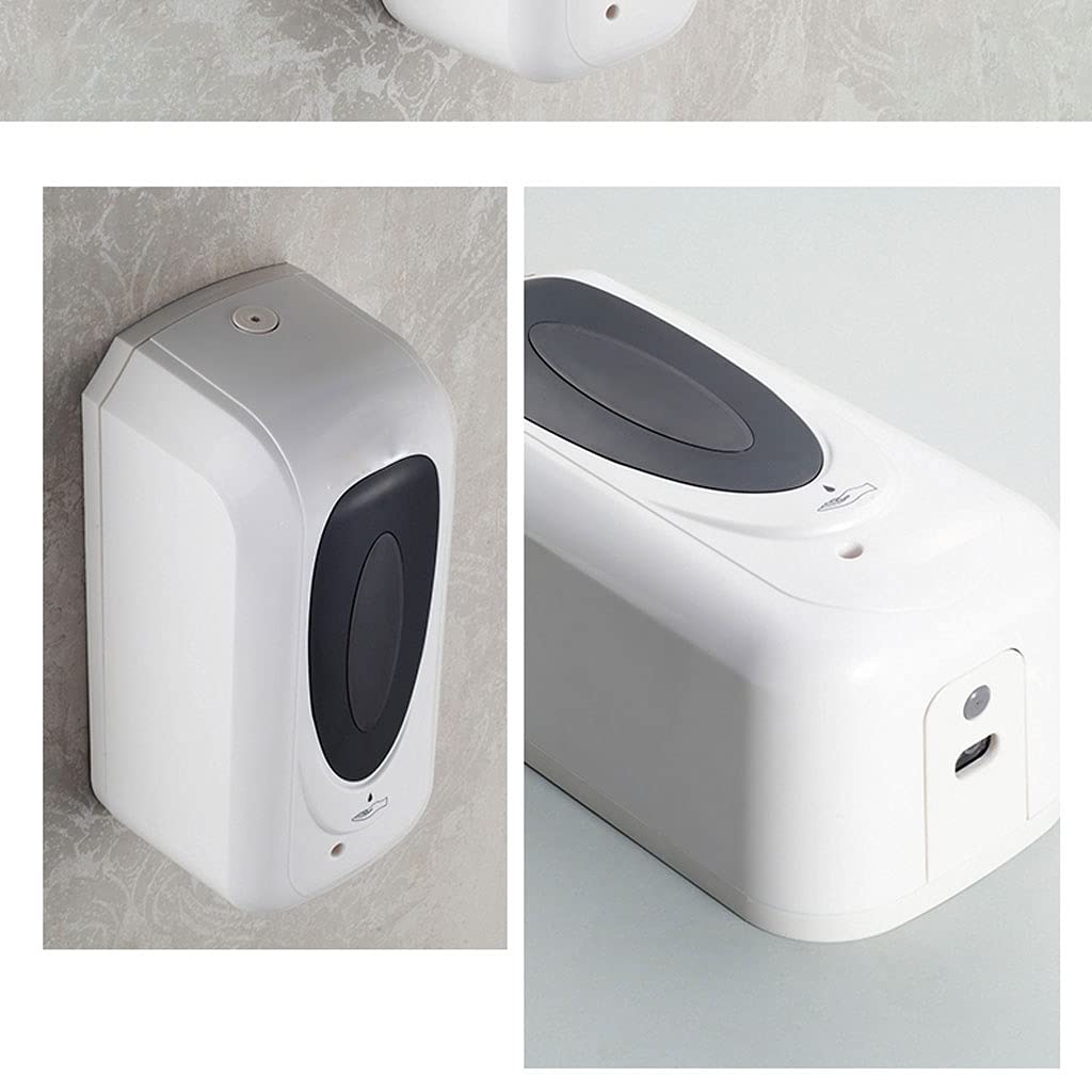 Automatic Soap Dispenser for Bathroom - Touchless Wall Mounted Hand Sanitizer Dispenser with Refillable Liquid Soap Container - Ideal for Hotels, Restrooms & Home Use (White, Size B)