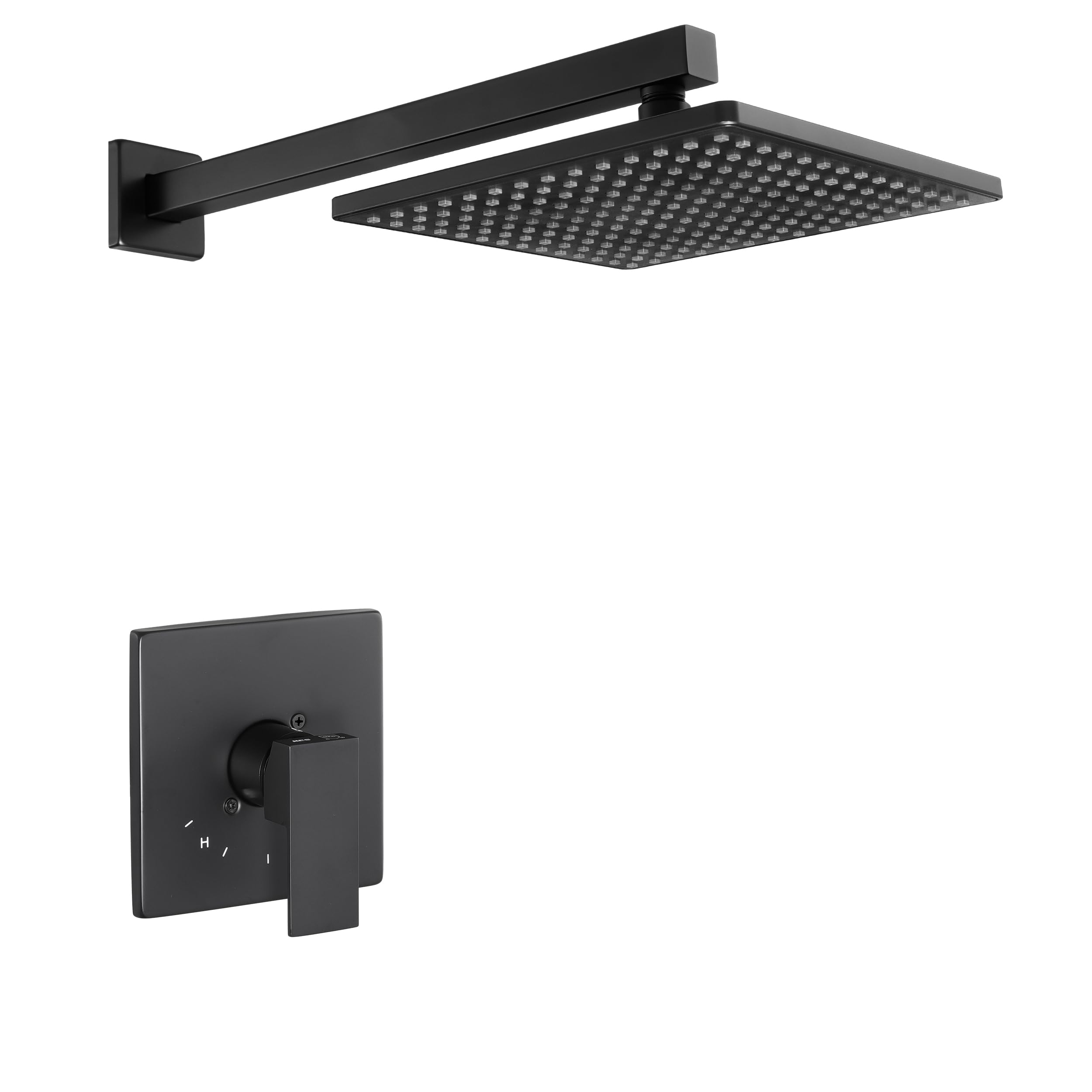 KES Matte Black Square Rainfall Shower Head System - High Pressure All Metal Shower Faucet with Rough-in Valve Body & Trim (XB6210-BK) - Perfect for Luxurious Bathroom Upgrades and Spa-Like Shower Experience