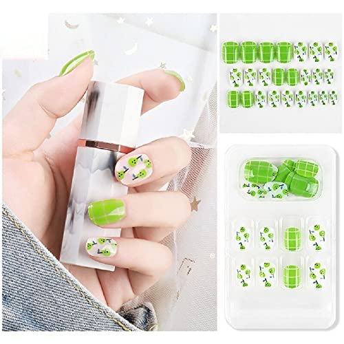 24 PCS Flame Design Short Ballet Cover Nails - Square Artificial Nails Set with Detachable Tips for Easy Wear | Perfect for Daily Use, Parties & Special Occasions (Style A14)