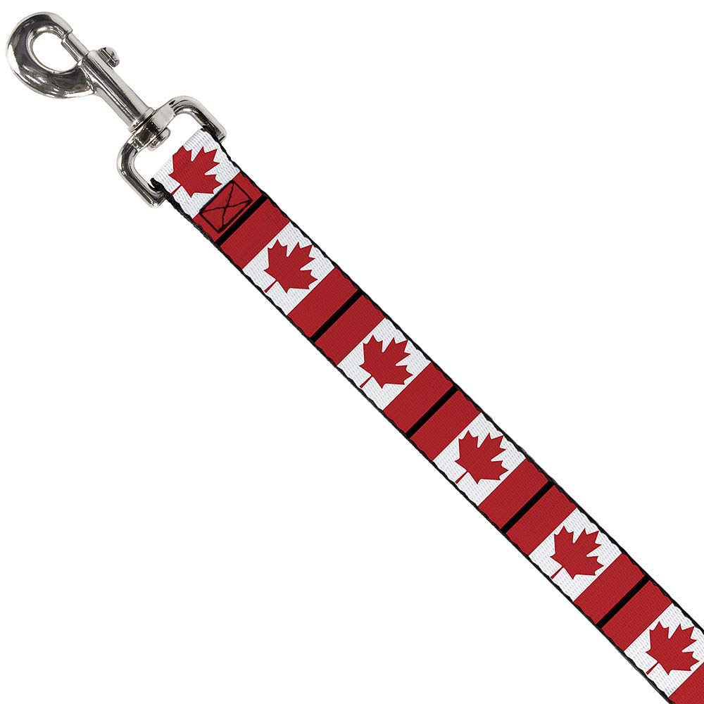 Buckle-Down 4FT Canada Flag Pet Leash - 1 Inch Wide Nylon Dog Leash for Walking, Training & Outdoor Adventures