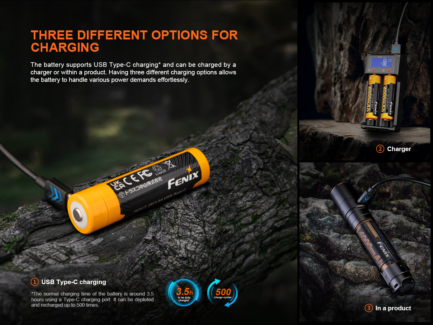 Fenix ARB L18 4000mAh USB Rechargeable 18650 Battery - High Capacity Lithium Ion Battery for Flashlights, Headlamps & Outdoor Gear - Perfect for Camping, Hiking & Emergency Power Backup