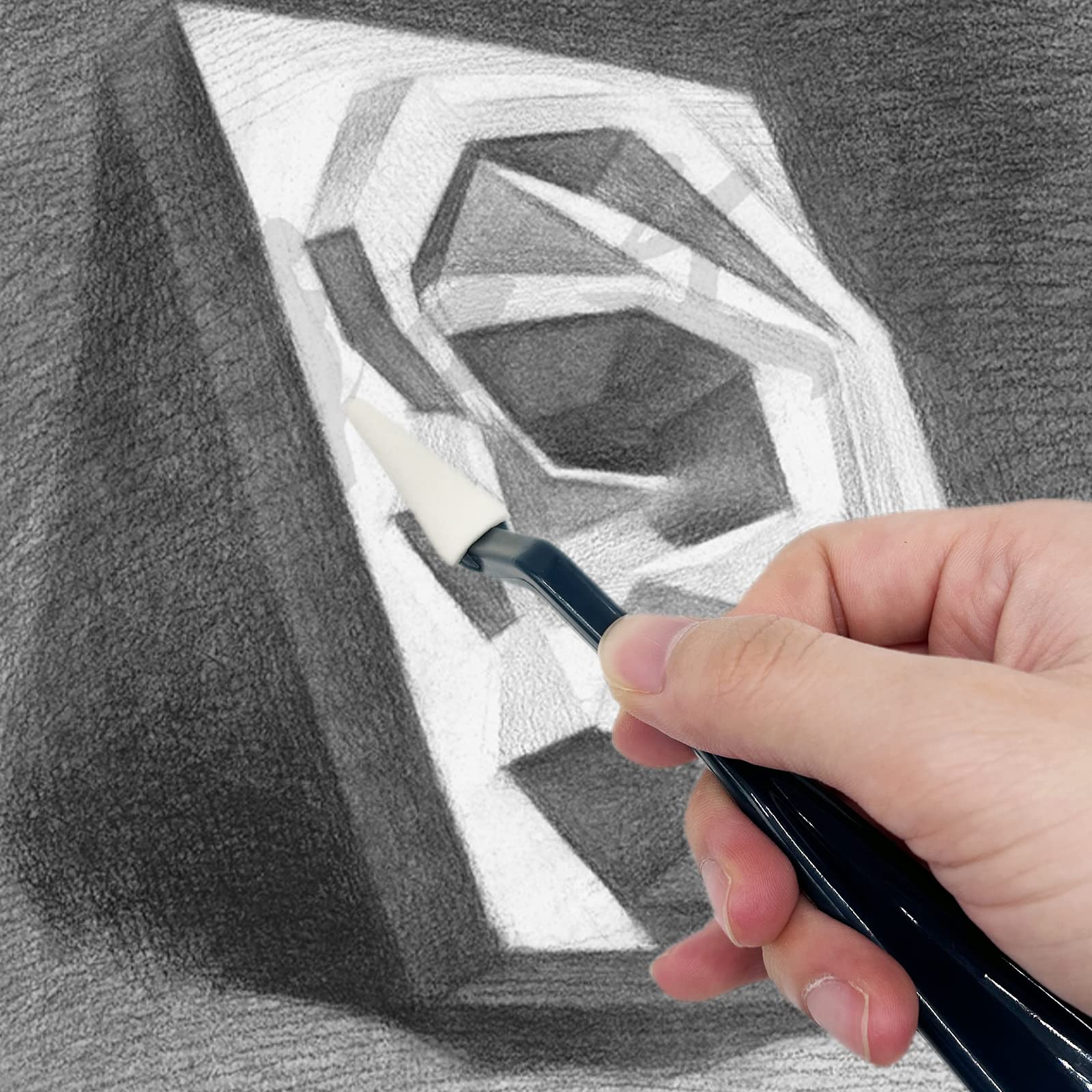 TSHAOUN 4-Piece Sketch Blender Set with 40 Sponge Tips, Kneaded Eraser & Painting Eraser - Professional Art Blending Tools for Sketching, Shading & Detail Work - Perfect for Artists, Students & Drawing Enthusiasts
