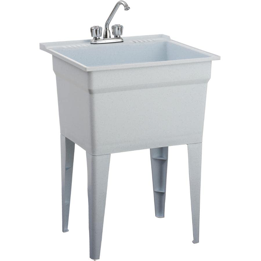 24'' x 22'' Heavy-Duty Polypropylene Laundry Utility Tub - Granite Grey for Laundry Room, Garage & Outdoor Use