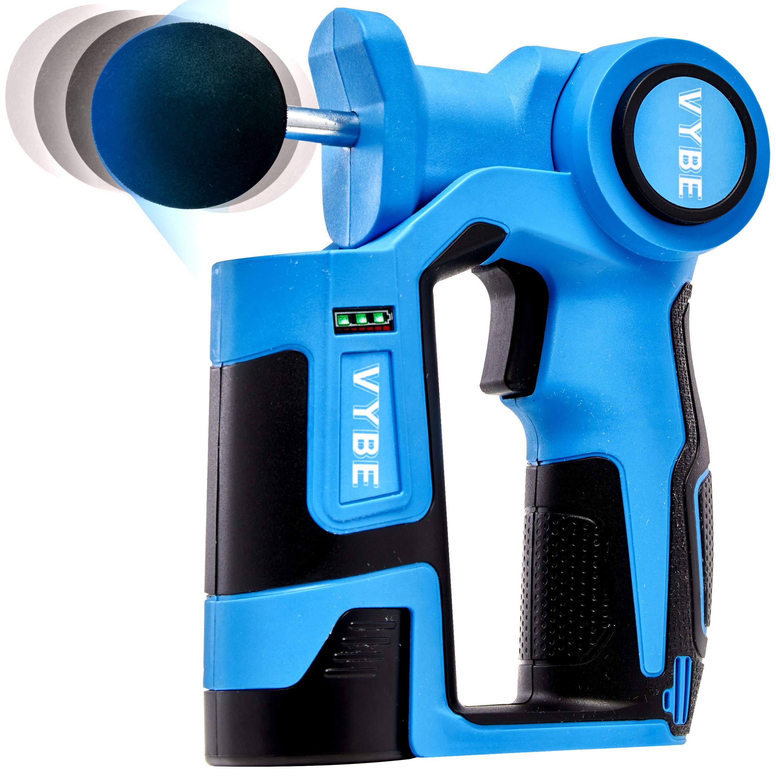 VYBE Percussion Massage Gun V2 - 6 Speed Deep Tissue Muscle Massager with 3 Attachments - Electric Handheld Cordless Massage Device for Athletes, Pain Relief & Recovery - Perfect for Post-Workout, Muscle Soreness & Relaxation at Home/Gym