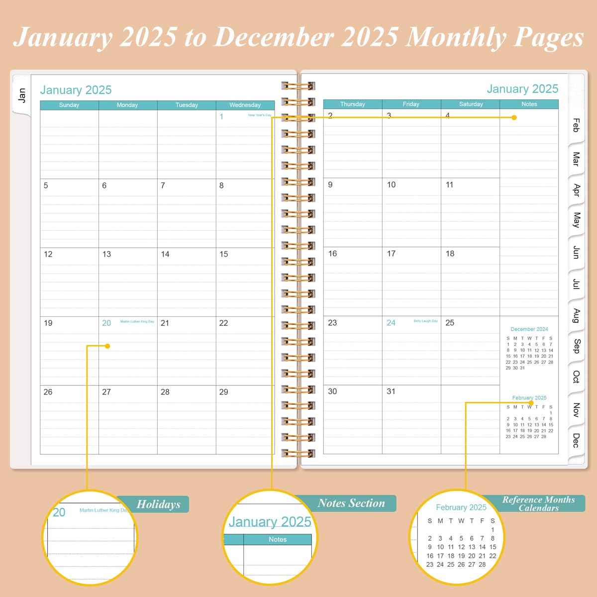 2025 Daily Planner with 30-Minute Time Slots - January to December 2025 Appointment Book, 6.4