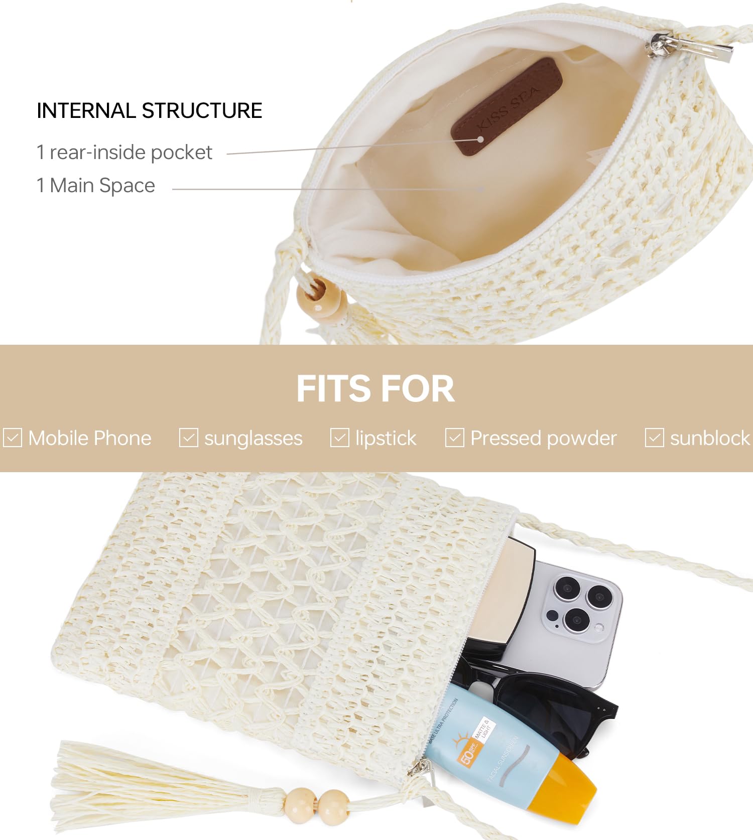 Stylish Raffia Woven Straw Crossbody Bag for Women - Summer Beach Vacation Tote Purse | Perfect for Pool Parties, Seaside Outings & Tropical Getaways