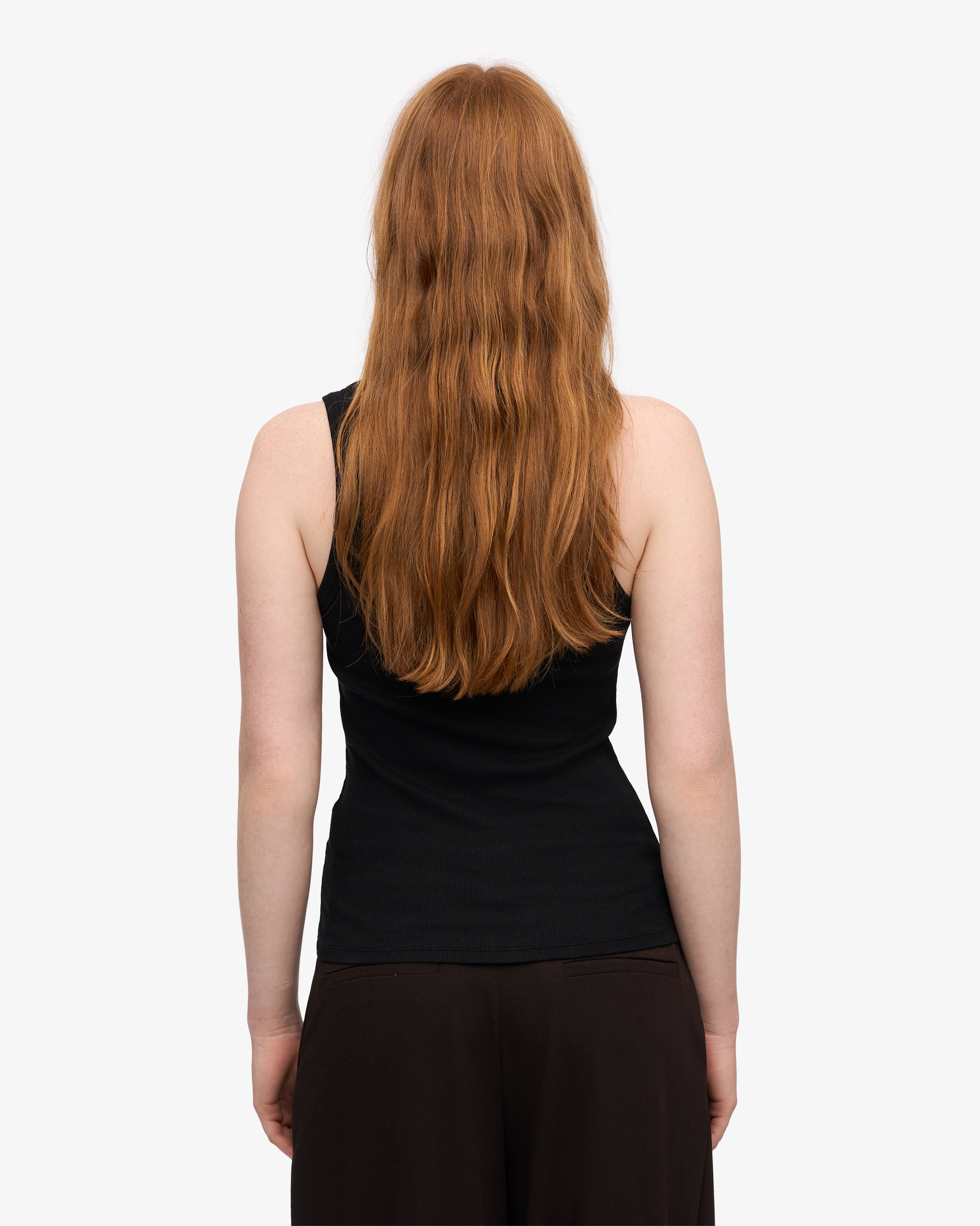 Organic Cotton Women's Ribbed Tank Top - Deep Black | Soft & Breathable for Yoga, Workouts & Casual Wear