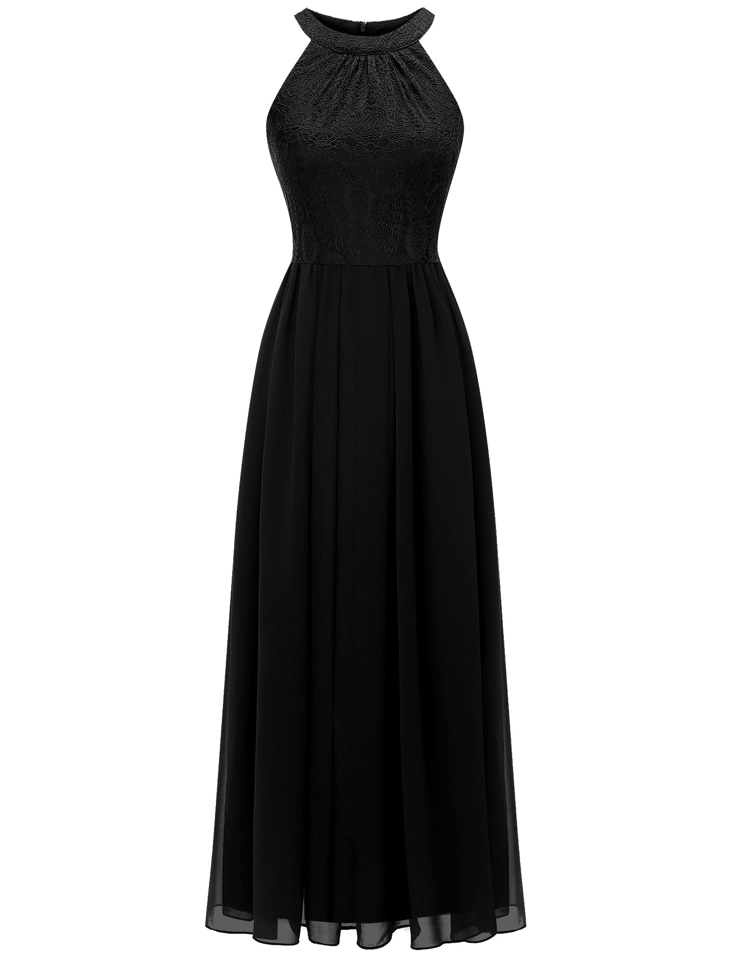 Elegant Women's Long Formal Dress 2024 - Halter Lace Wedding Guest Dress for Bridesmaid, Cocktail Party & Prom Gown | Spring Occasion Wear for Special Events