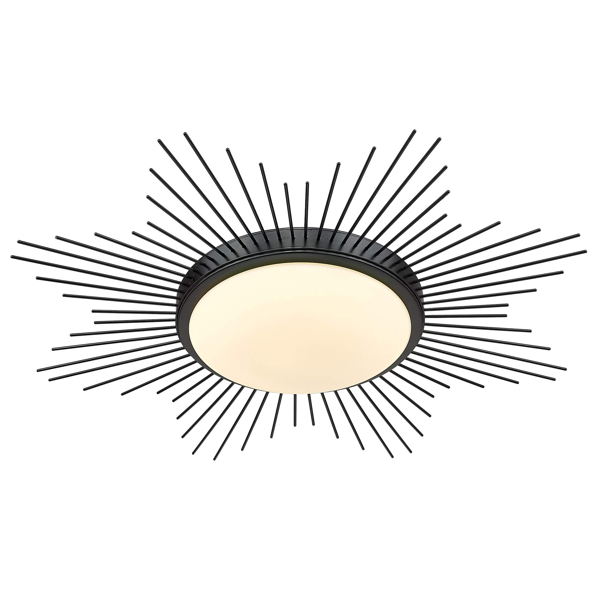 Golden Lighting Kieran Flush Mount Ceiling Light - Matte Black Finish with Opal Glass Shade - Perfect for Bedroom, Hallway, and Entryway Lighting