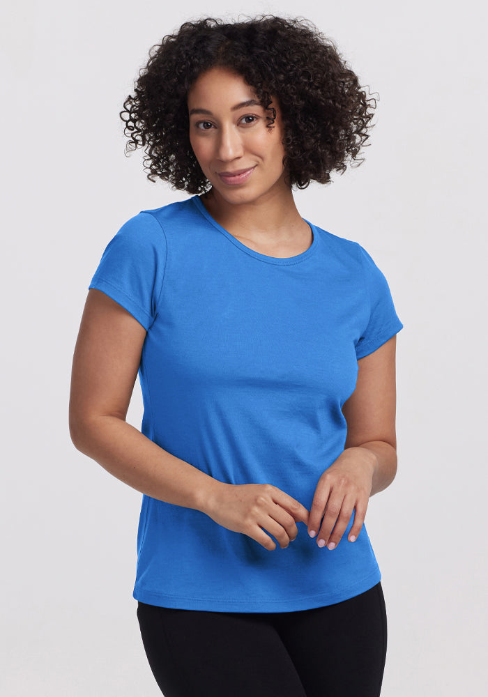 Addie Short Sleeve Crew Neck T-Shirt for Women - Soft Cotton Casual Tee for Everyday Wear, Workouts & Outings