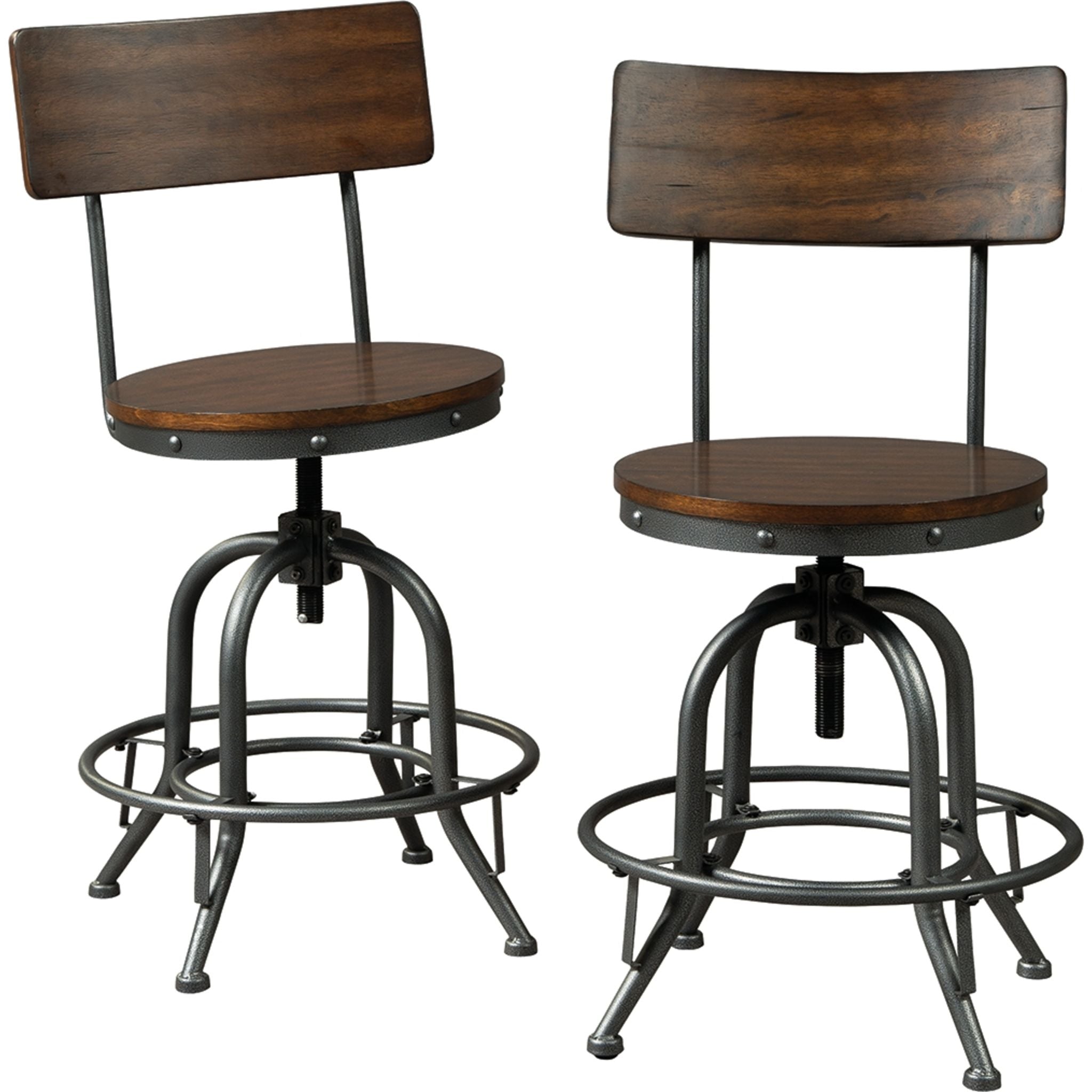 Bassello Bar Stool - Brown Wooden Counter Height Stool with Backrest (D284 224) - Perfect for Kitchen Island, Breakfast Bar & Home Pub Decor