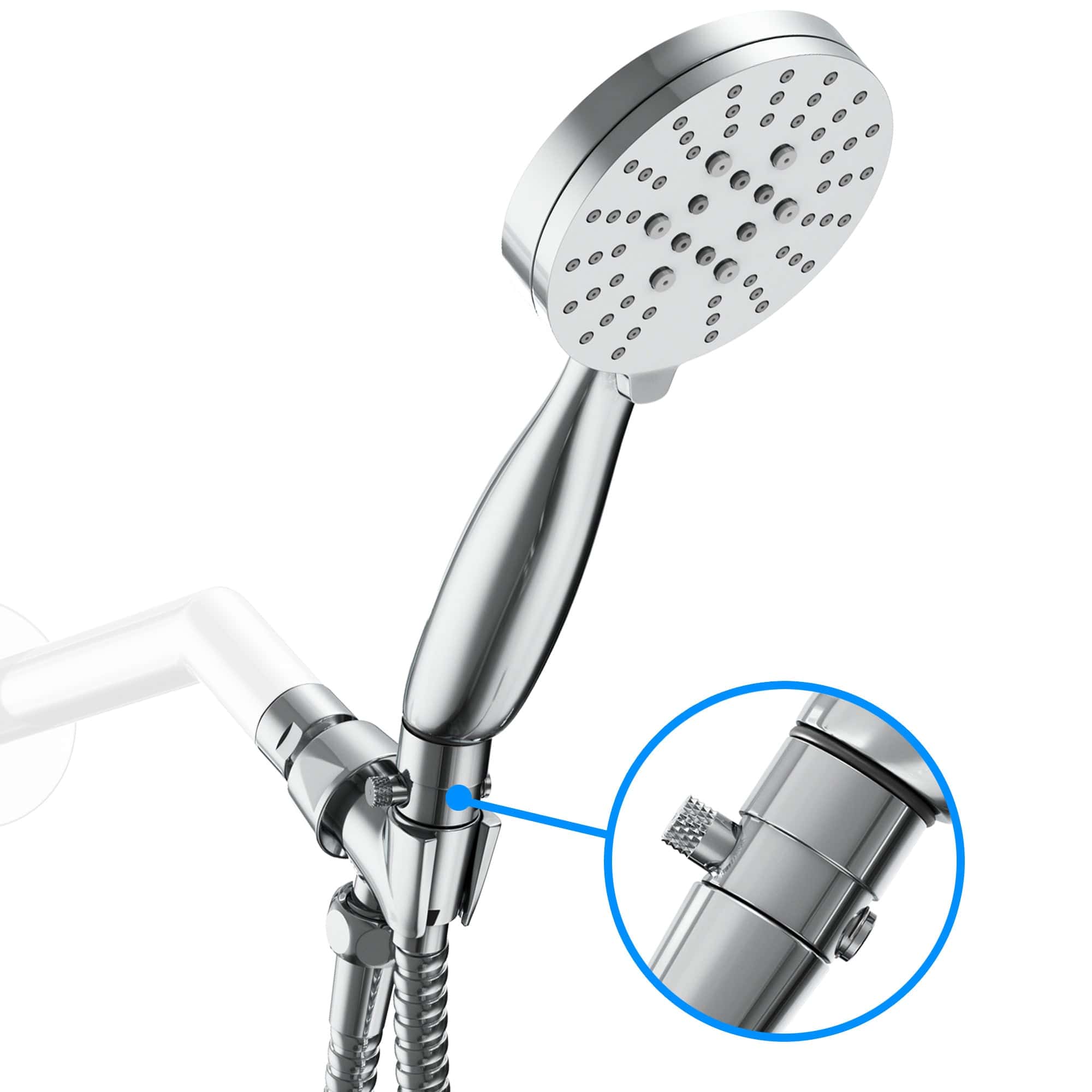 Premium All-Metal 3-Spray Handheld Shower Head with Switch - 2.5 GPM, Extra Long Hose (60