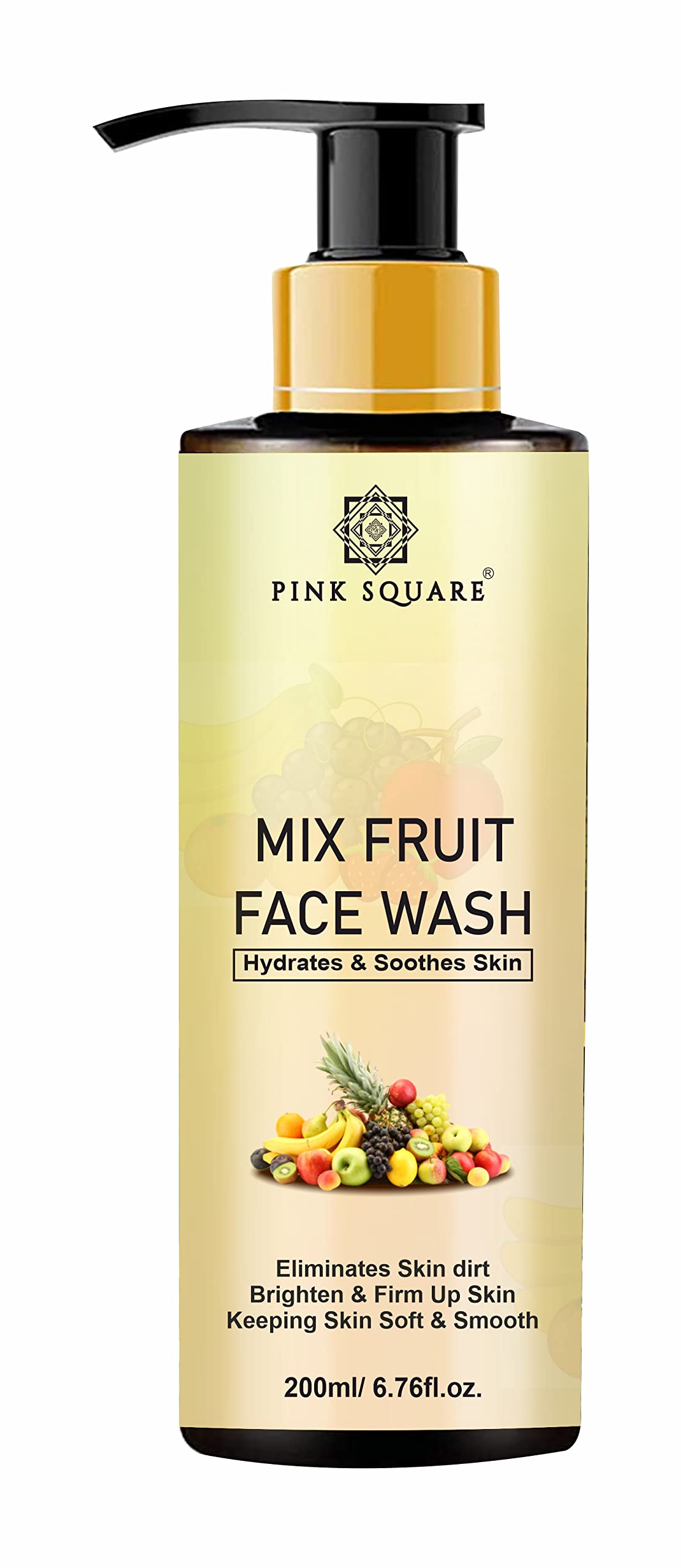 Pink Square Mix Fruit Deep Cleansing Face Wash - 200ml Gentle Foaming Cleanser for All Skin Types, Brightening & Hydrating - Perfect for Morning & Night Skincare Routine