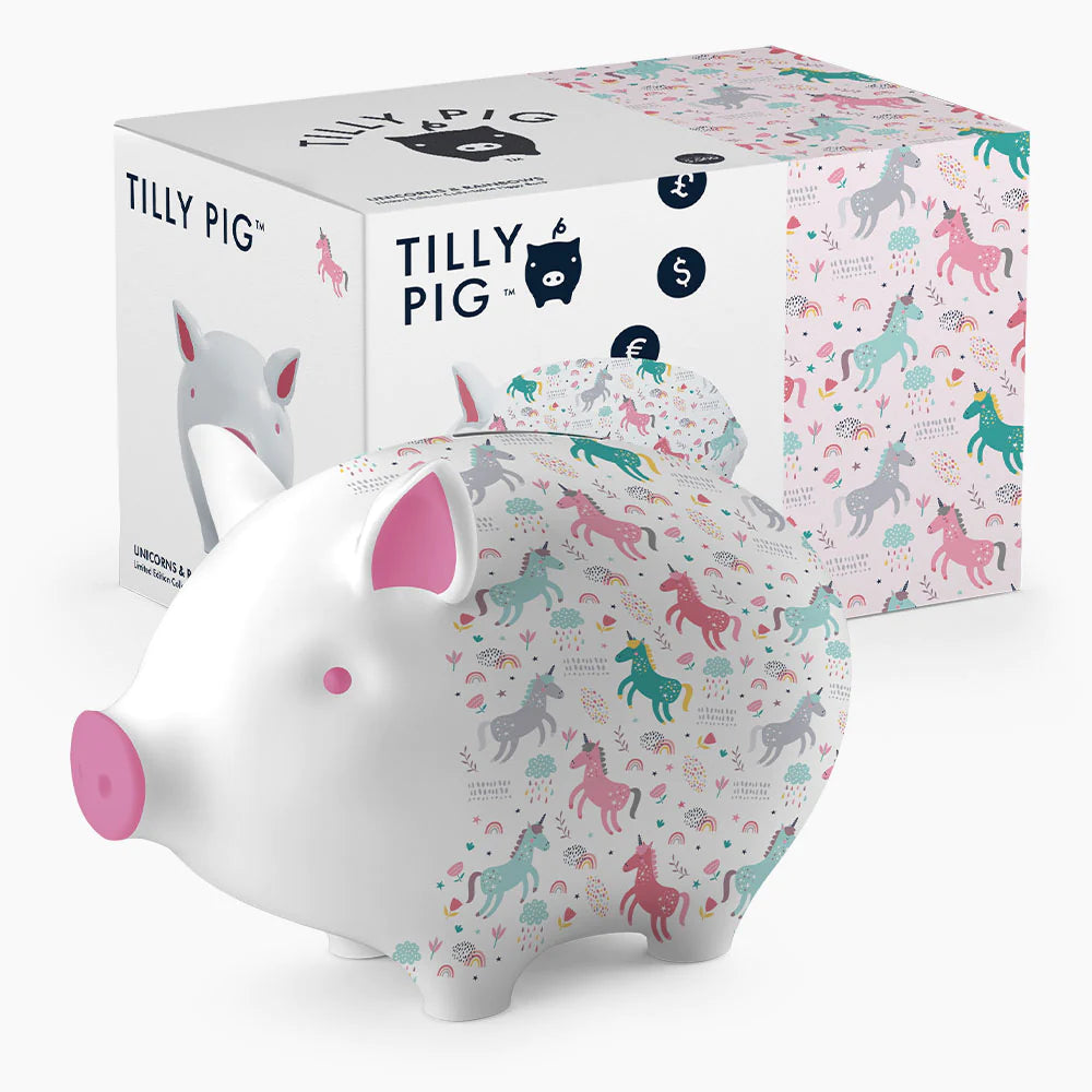 Unicorn & Rainbows Piggy Bank - Cute Money Saving Bank for Kids - Perfect for Birthday Gifts & Financial Education