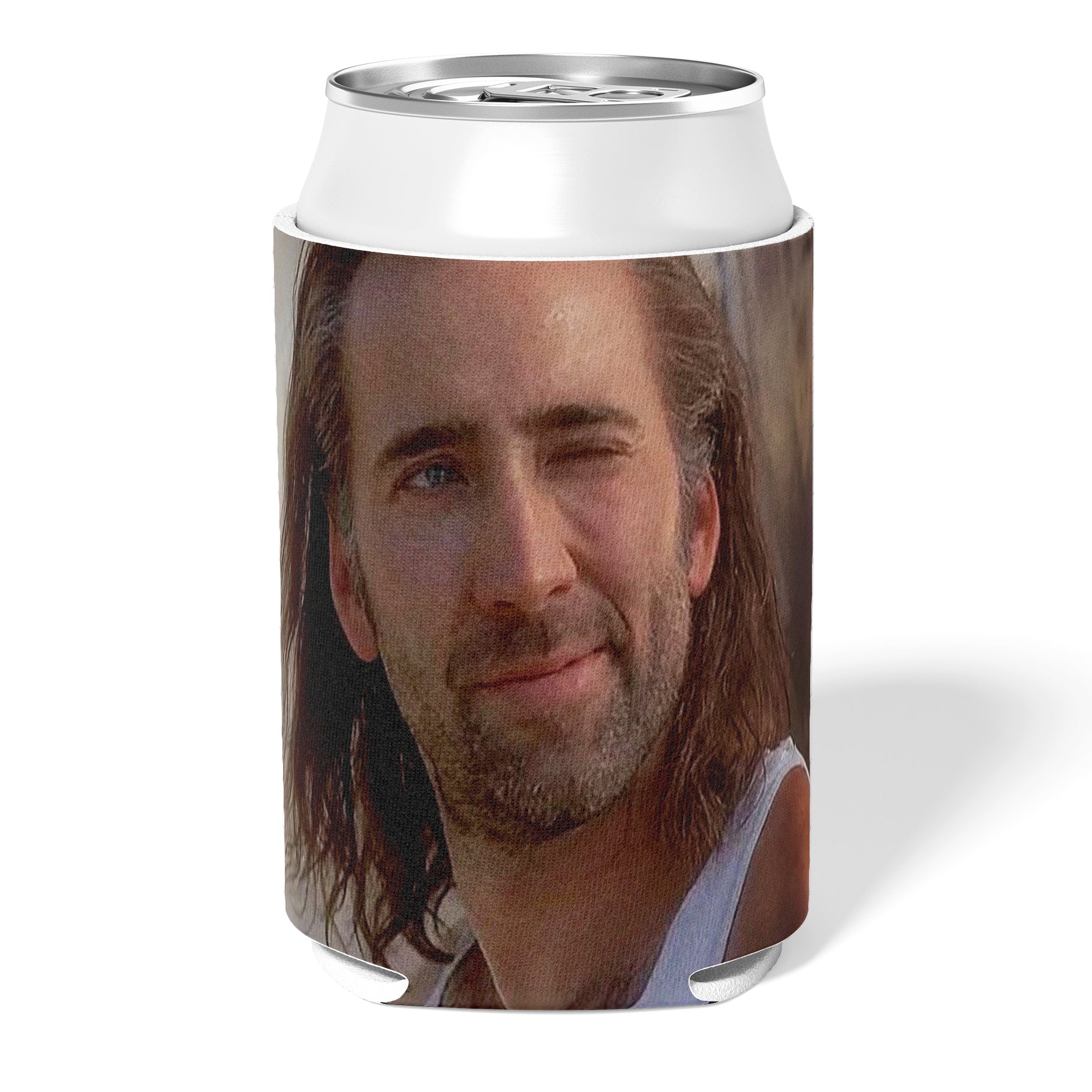 Nicolas Cage Insulated Can Cooler - Funny Novelty Beer Can Holder for Parties, BBQs & Gifts - Keep Drinks Cold with This Unique Celebrity-Themed Beverage Sleeve