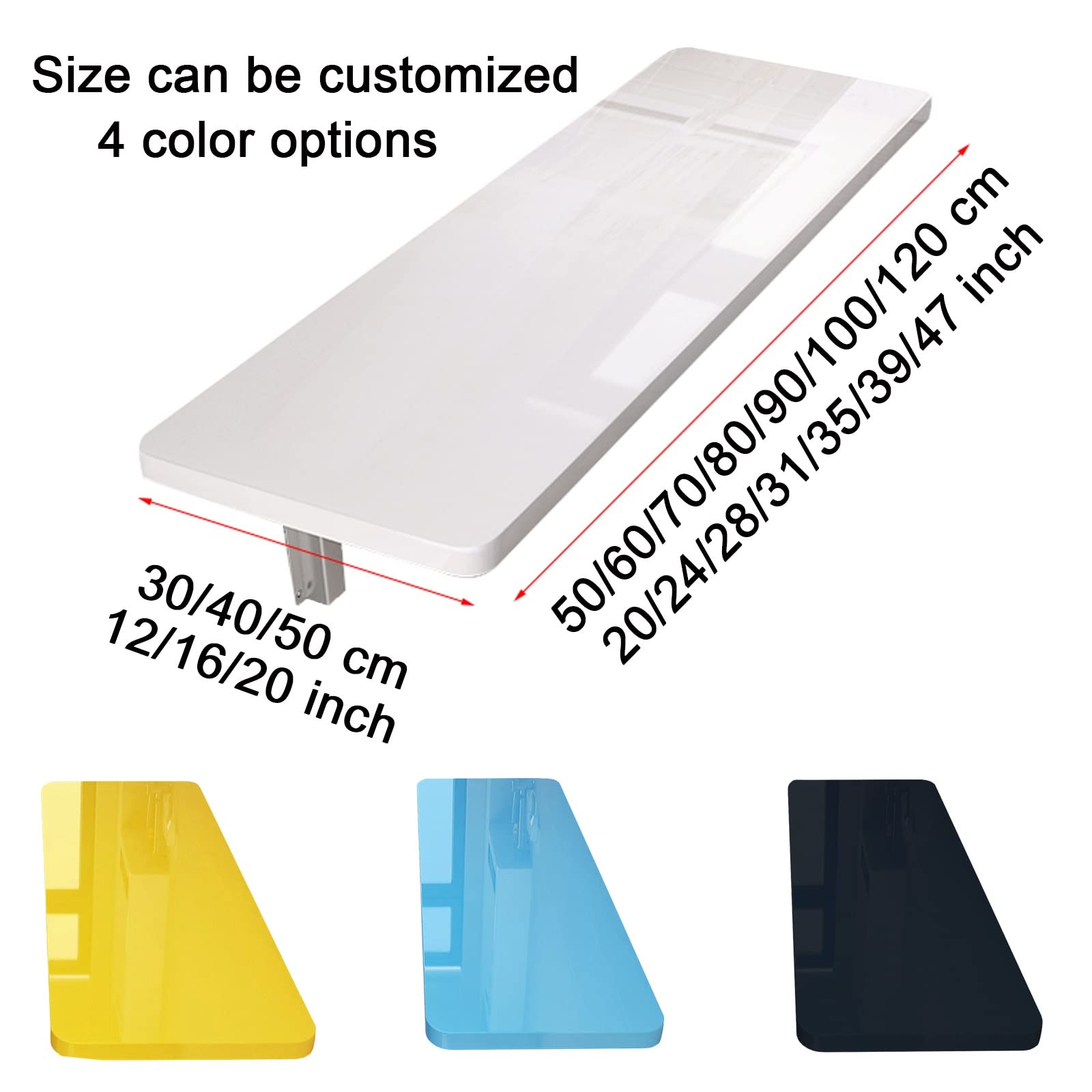 LIGUOYI Wall Mounted Folding Drop Leaf Table - Space Saving Multifunctional Floating Desk for Dining, Study, Computer Work | Foldable Design for Kitchen, Bedroom, Laundry Room | Yellow, Blue, White, Black Options | Perfect for Small Apartments, Dorms & Home Offices