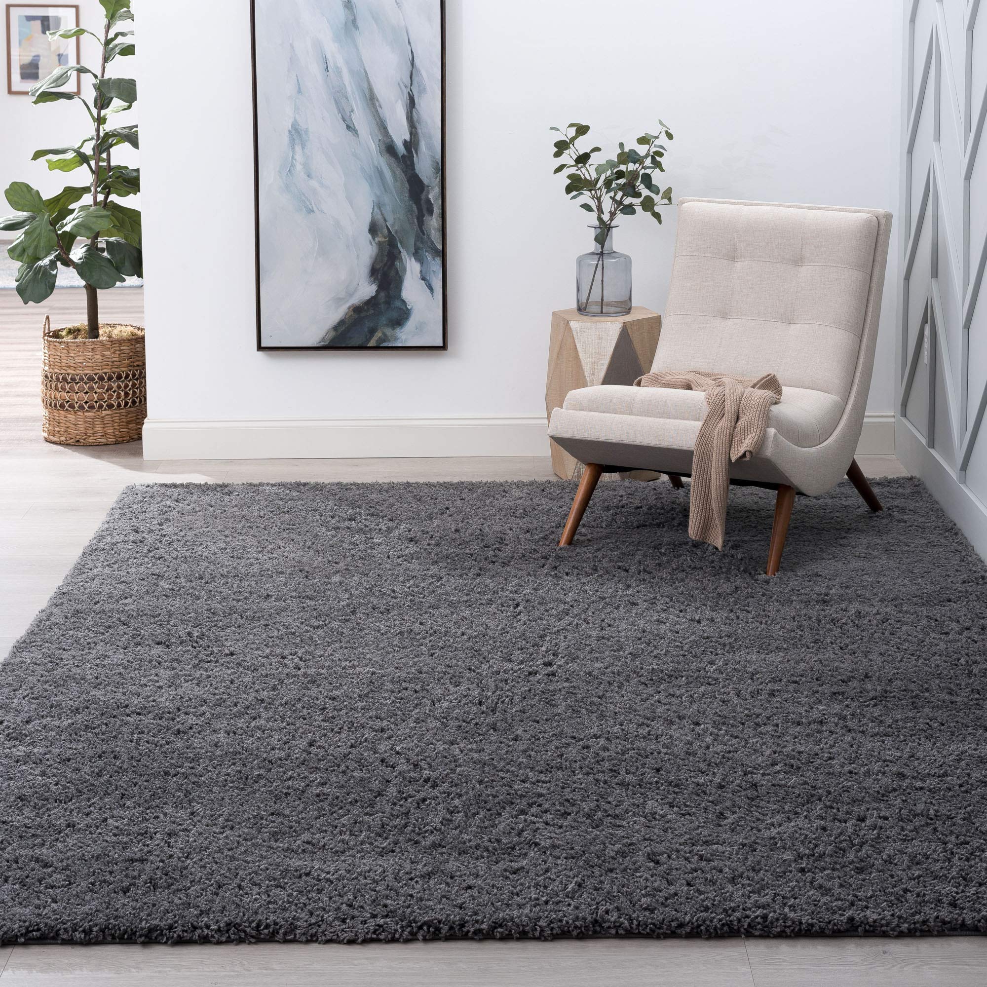 Alana Gray 4x6 Shag Rug - Soft Plush Area Rug for Living Room, Bedroom, Dining Room | Indoor Entryway, Foyer, Kitchen, Bathroom & Nursery Decor | Transitional Shaggy Carpet for Cozy Home Comfort