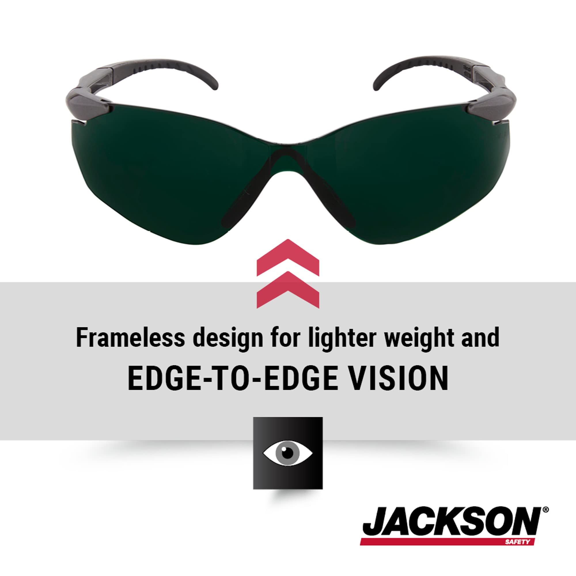 Jackson Safety SGf Safety Glasses - Lightweight & Ultra-Strong with Anti-Scratch Coating, Shade 5 IR Lens, Soft Touch Temples & Flexible Nose Piece (Gunmetal Frame, 12 Pairs/Case) - Perfect for Welding, Construction, and Industrial Work Protection