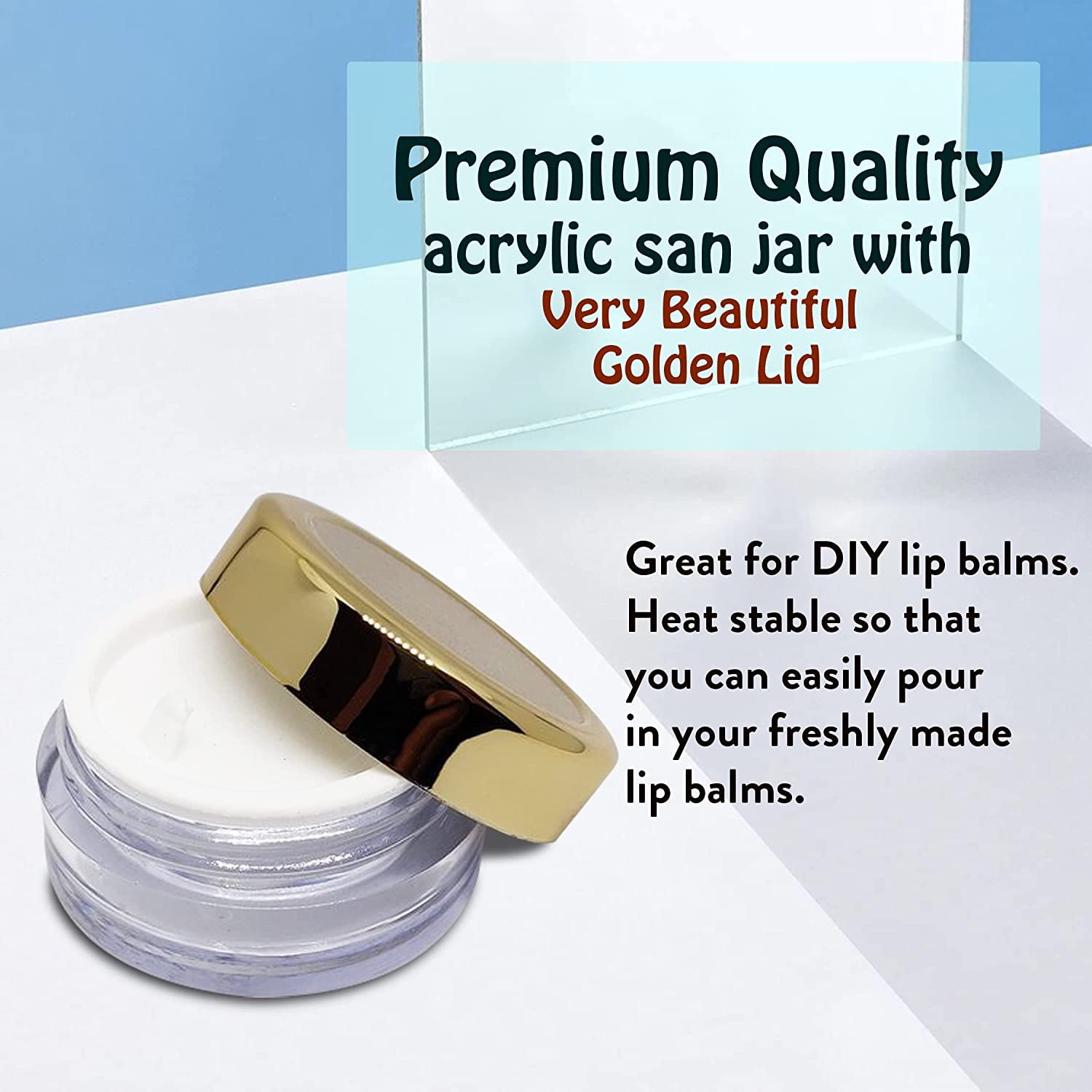 8g Clear Acrylic Cosmetic Jars with Gold Lids - Empty Sanitary Containers for Lip Balm, Eyeshadow, Makeup & DIY Beauty Products (3-Pack) - Perfect for Home Organizing, Travel & Salon Use