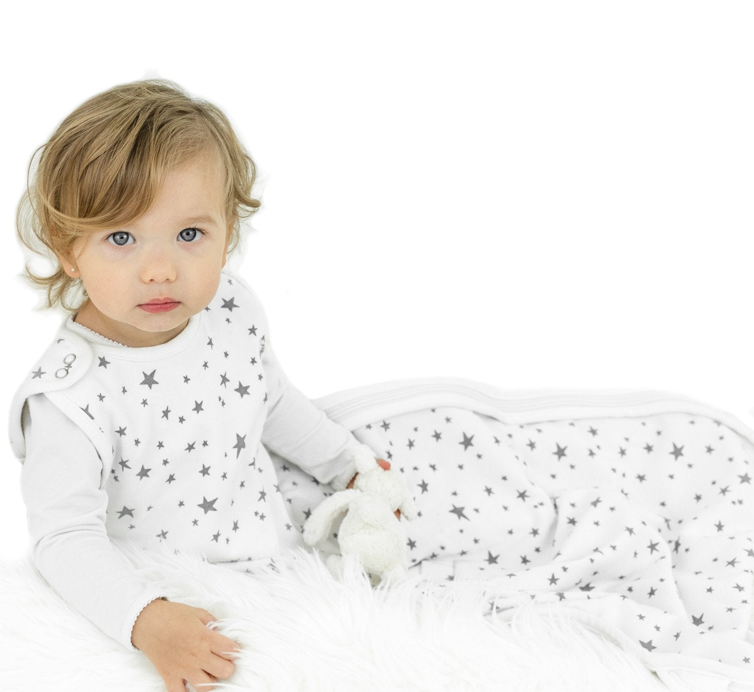4 Season Baby Sleep Sack - Merino Wool & Organic Cotton for 2 Months to 2 Years | Soft & Breathable Infant Sleeping Bag for Nursery, Daycare & Travel - Star White