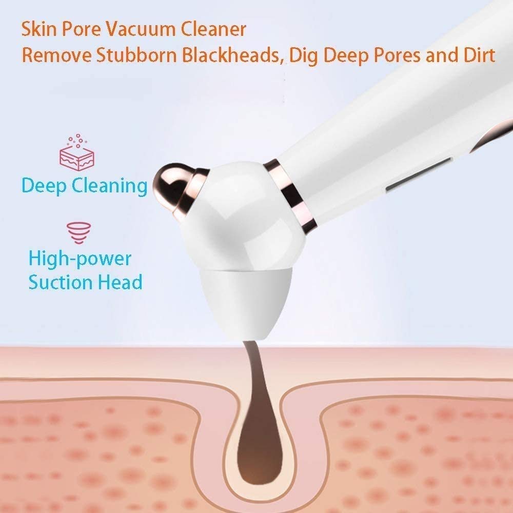 USB Rechargeable Blackhead Remover Vacuum - Pore Cleanser & Acne Comedo Extractor Tool with LED Display & Adjustable Suction for Face & Nose | Perfect for Deep Cleansing, Skincare Routine & Blackhead Removal at Home