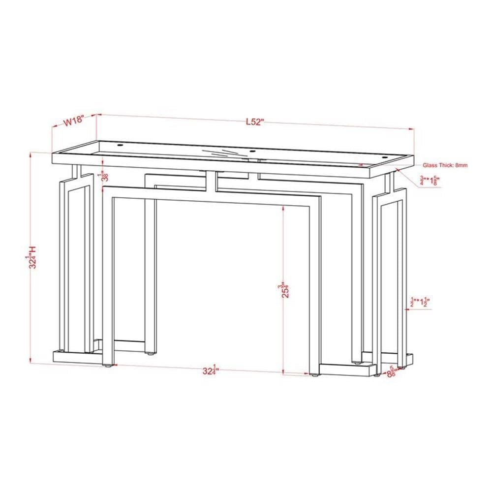 Furniture of America Mahone Contemporary Gold Glass Top Console Table - Modern Entryway Sofa Table for Living Room, Hallway & Foyer Decor
