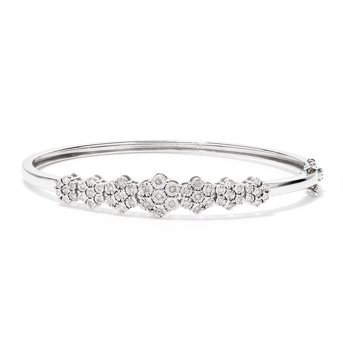 Daisy Diamond Bangle Bracelet for Women - Elegant Floral Design, 925 Sterling Silver, Cubic Zirconia - Perfect for Weddings, Parties & Everyday Wear