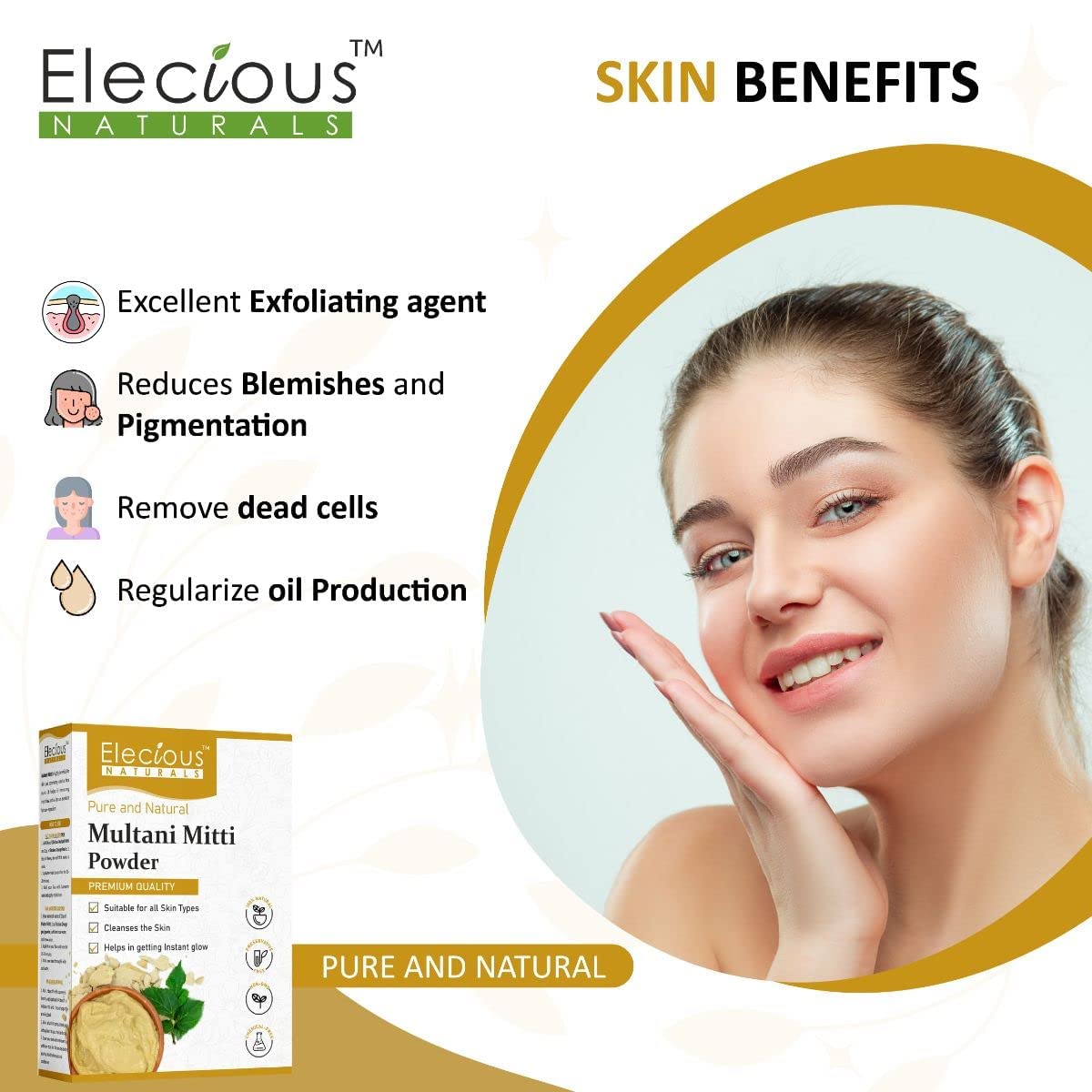 KEN Natural Multani Mitti Powder for Soothing Skin & Hair - 200g | Pure Clay Face Mask for Acne, Blackheads & Glowing Skin | Perfect for DIY Beauty Treatments & Spa Days