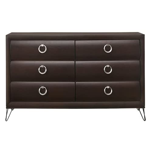 ACME Tablita Dresser - Dark Merlot Finish 27465 - Modern Bedroom Dresser with 6 Drawers for Storage - Perfect for Bedroom, Living Room, or Nursery Organization