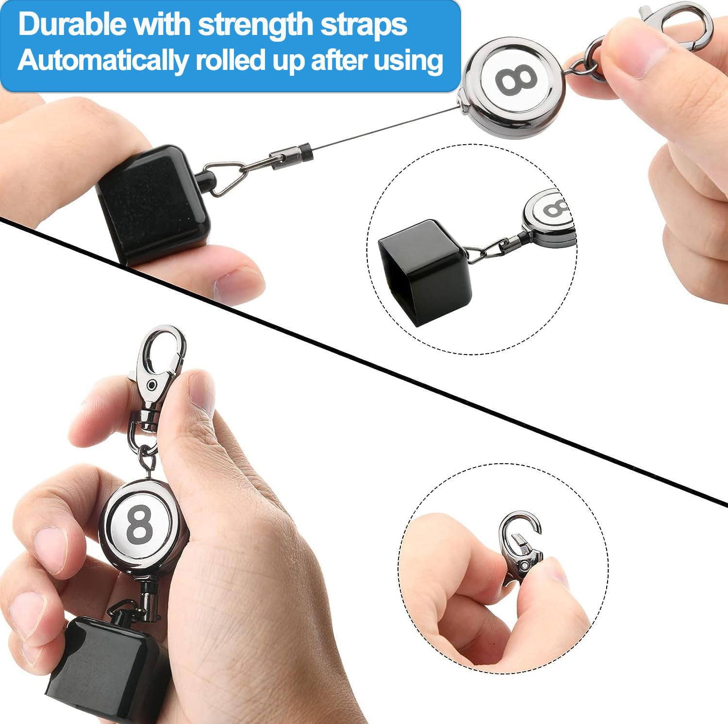 Portable Billiards Cue Chalk Holder with Key Ring - Lightweight Pool Cue Chalk Case with 50cm Retractable Cord - Perfect for Pool Players & Billiards Enthusiasts - Great for Bars, Game Rooms & Home Use