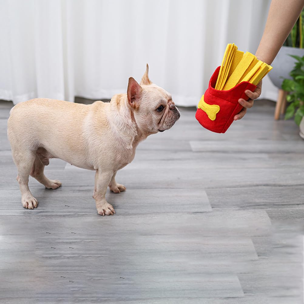 Interactive Dog Puzzle Toy - French Fries Shape Snuffle Mat for Slow Feeding & Chewing | Pet Training & Mental Stimulation for Small & Large Dogs | Perfect for Boredom Relief & Anxiety Reduction