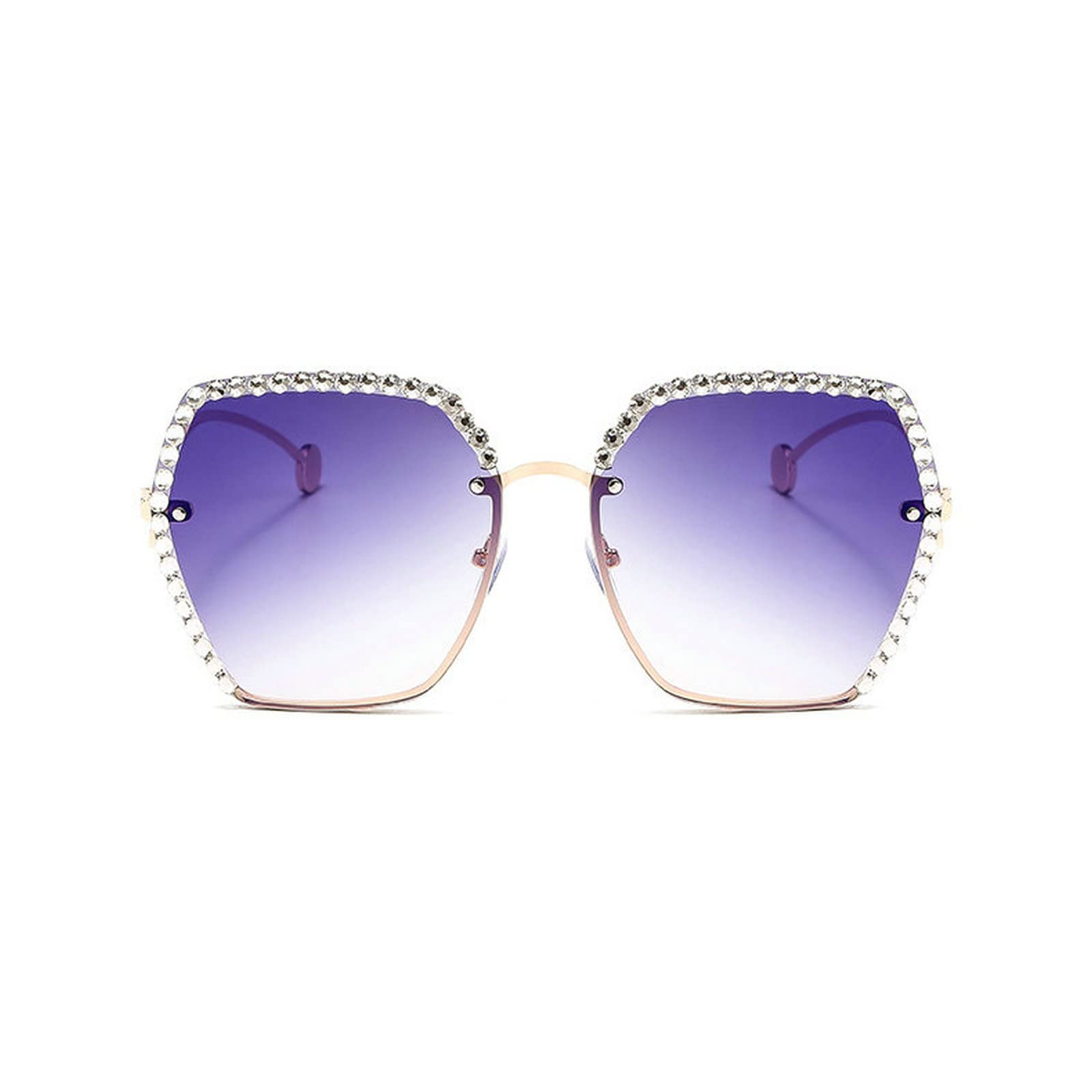 Luxury Diamond Rhinestone Sunglasses for Women & Men - Crystal Rimless Oversized Square Frame Sun Glasses - Perfect for Beach, Party & Fashion Accessories