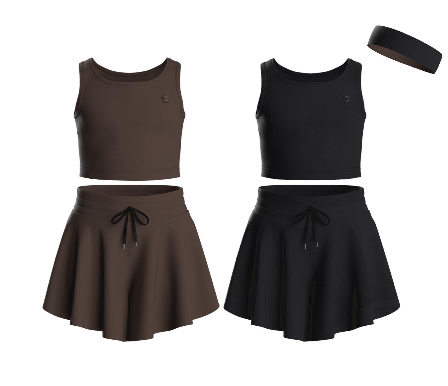 Flowy Girls Butterfly Shorts Skirts with Pockets & Athletic Sleeveless Tank Tops 5pc Set - Perfect for Dance, Tennis, Cheerleading, Running, Gym & Casual Wear