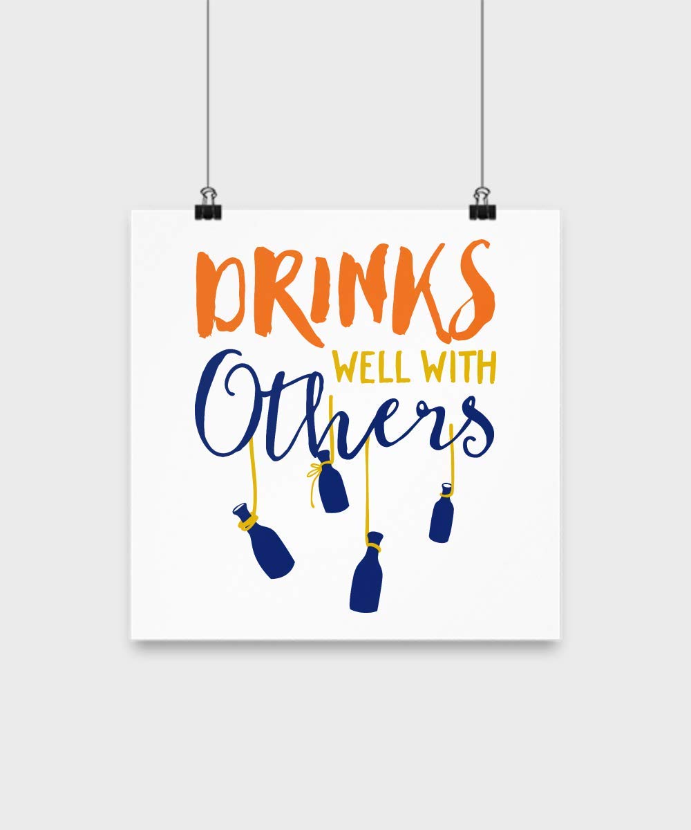 Funny Bar Poster - Love My Life Drinks Well with Others - Perfect for Home Bars, Pubs & Man Caves - Unique Wall Art for Alcohol Lovers