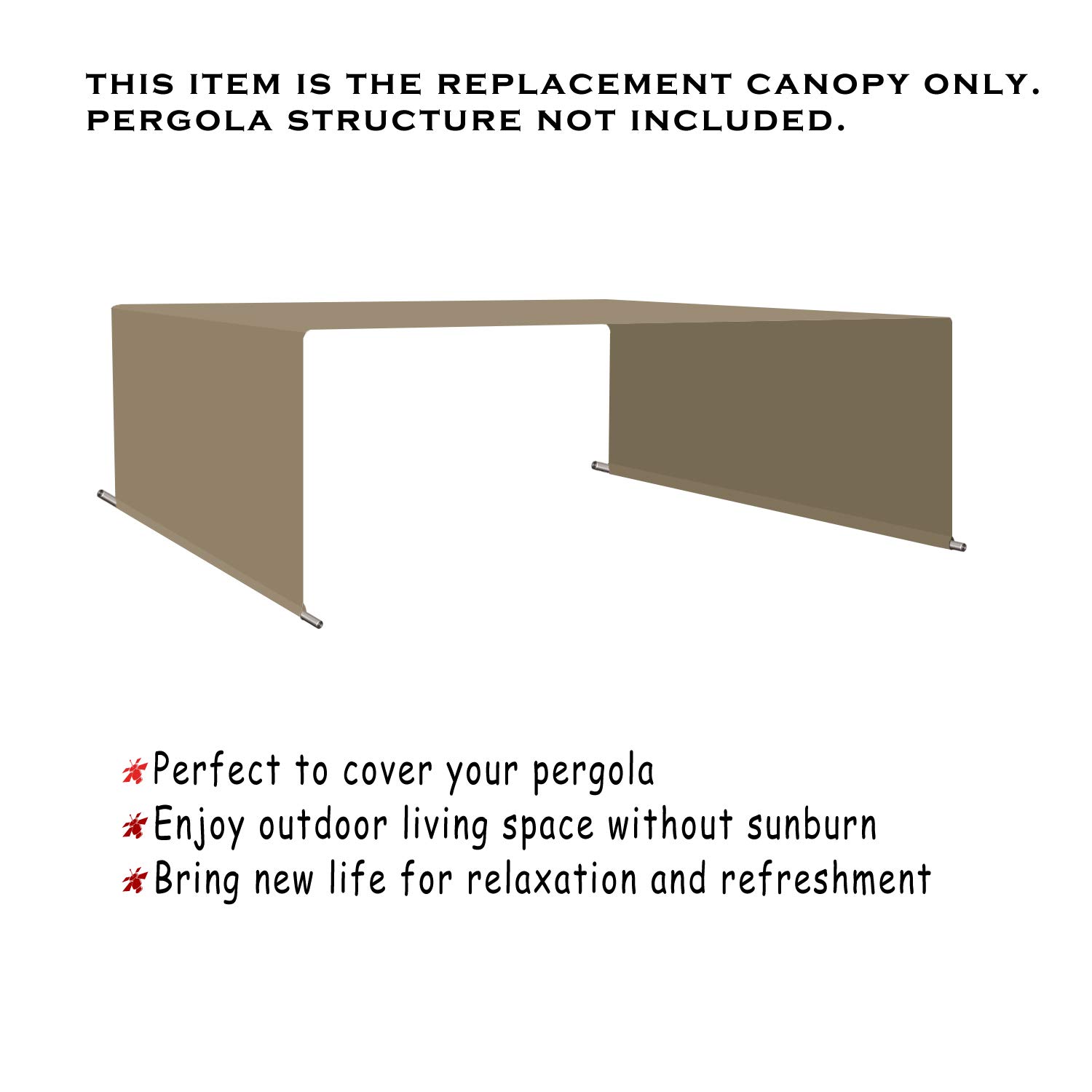 Alion Home Waterproof Pergola Cover - Universal Replacement Canopy 20x9 Feet, Muddy Water Color - Outdoor Patio, Deck, Garden Sunshade Protection for Rain & UV Rays